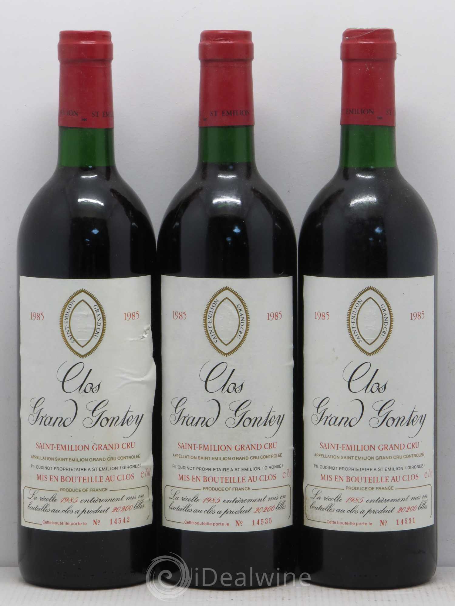 Saint-Émilion Grand Cru Clos Grand Gontey 1985 - Posten von 12 Flaschen - 2
