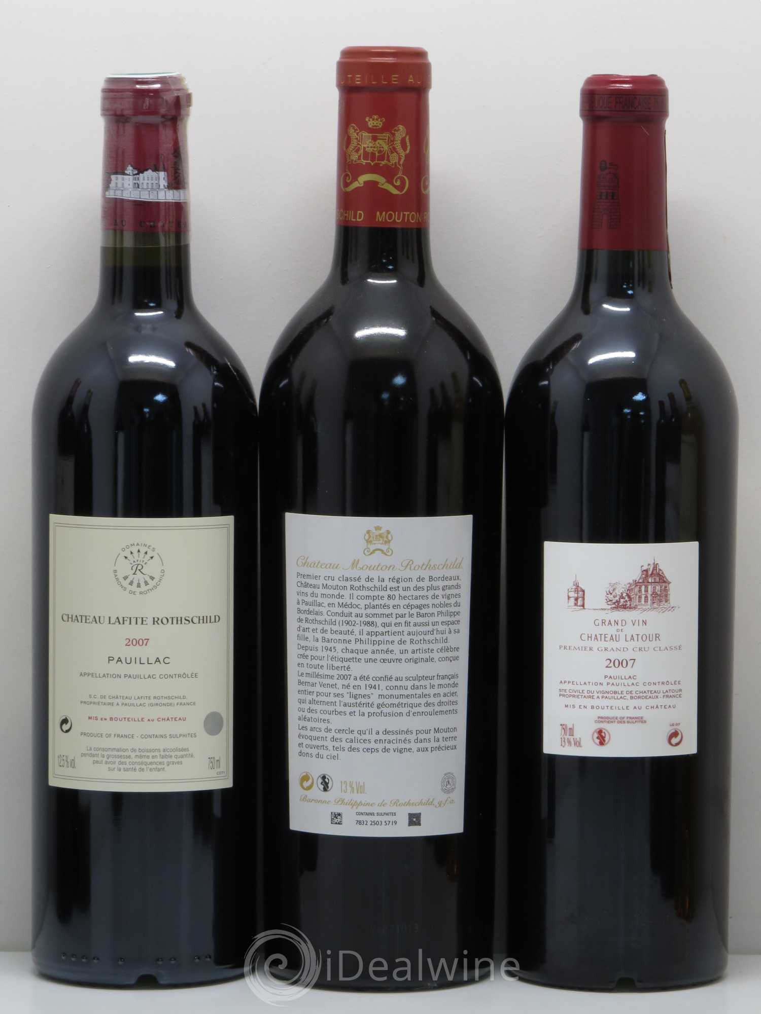 Caisse Collection Duclot 2007 (9 Btes Latour, Yquem, Cheval Blanc, Haut-Brion, La Mission Haut-Brion, Margaux, Lafite-Rothschild, Mouton Rothschild, Petrus) 2007 - Lot de 1 bouteille - 4