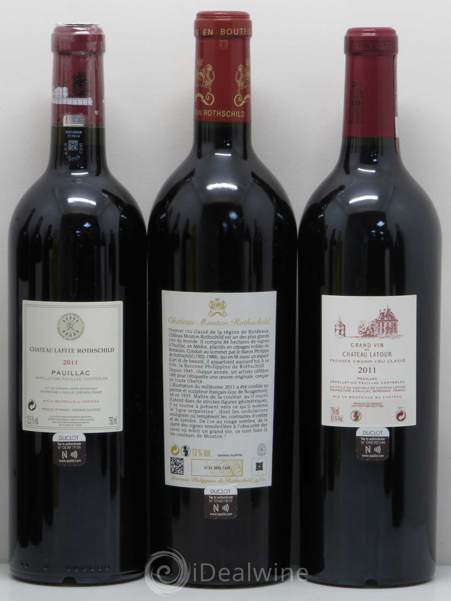 Caisse Collection Duclot 2011 (9 Btes Latour, Yquem, Cheval Blanc, Haut-Brion, La Mission Haut-Brion, Margaux, Lafite-Rothschild, Mouton Rothschild, Petrus) 2011 - Lot de 1 bouteille - 2