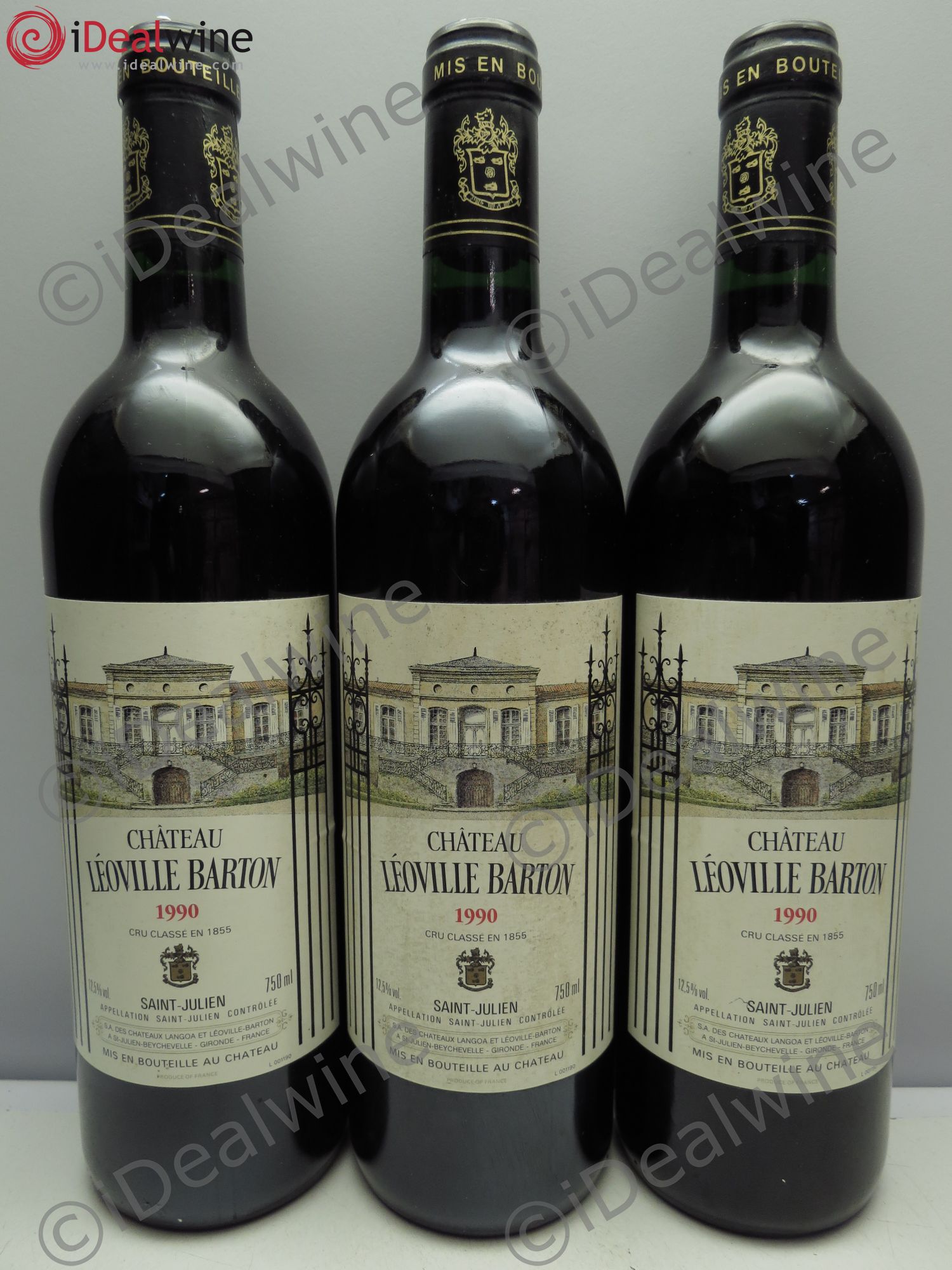 Château Léoville Barton 2ème Grand Cru Classé 1990 - Lot de 3 bouteilles - 0