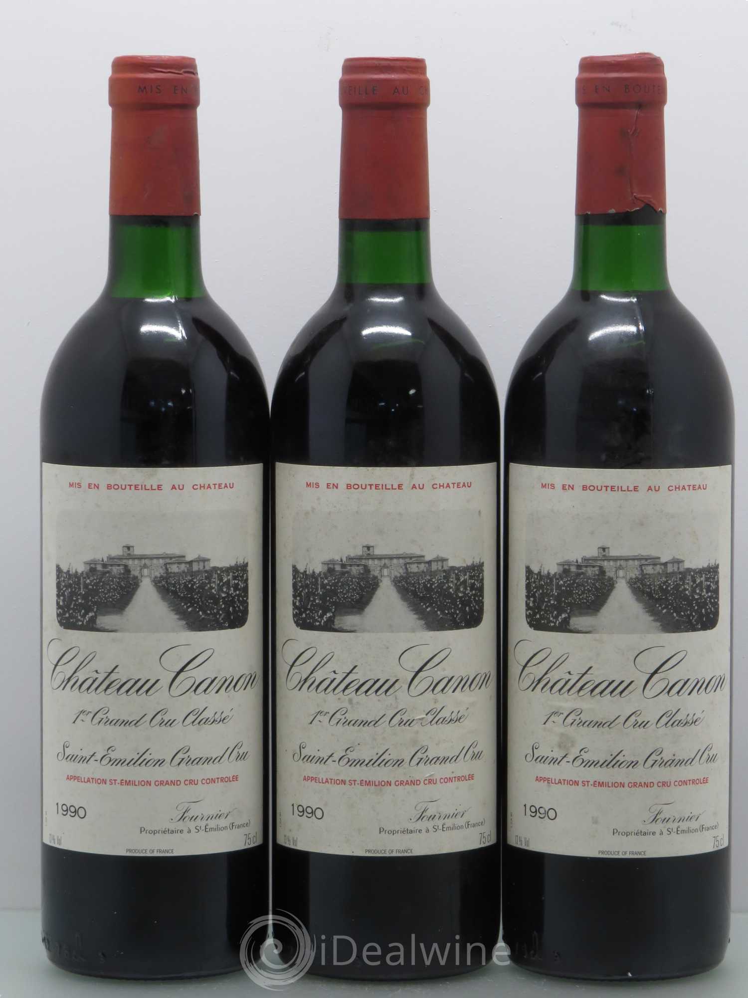 Château Canon 1er Grand Cru Classé B 1990 - Lot de 3 bouteilles - 0