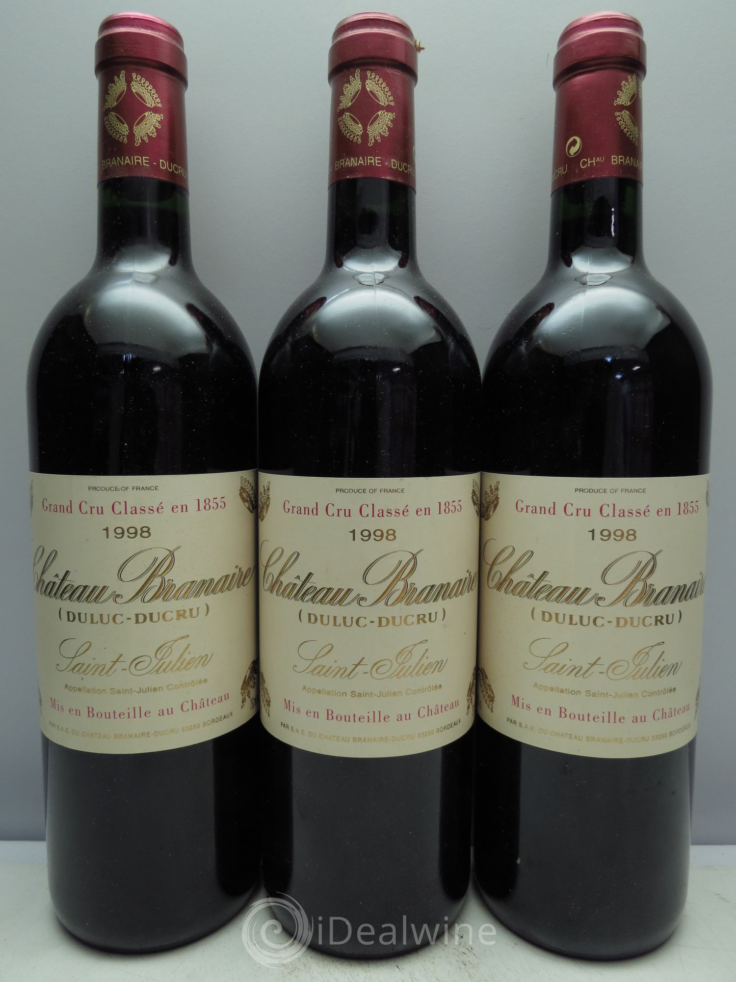Château Branaire Ducru 4ème Grand Cru Classé 1998 - Lot de 3 bouteilles - 0