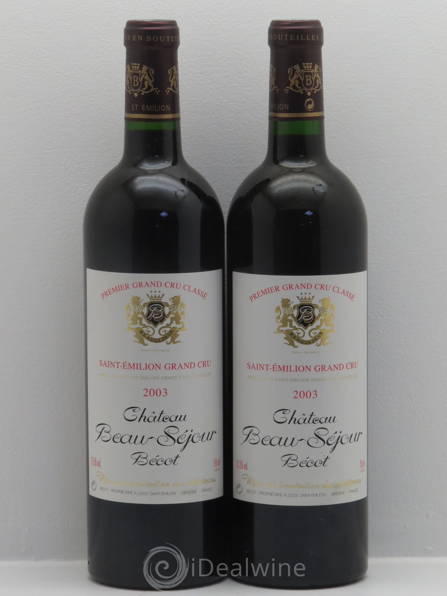 Château Beau-Séjour Bécot 1er Grand Cru Classé B 2003 - Lot de 2 bouteilles - 0