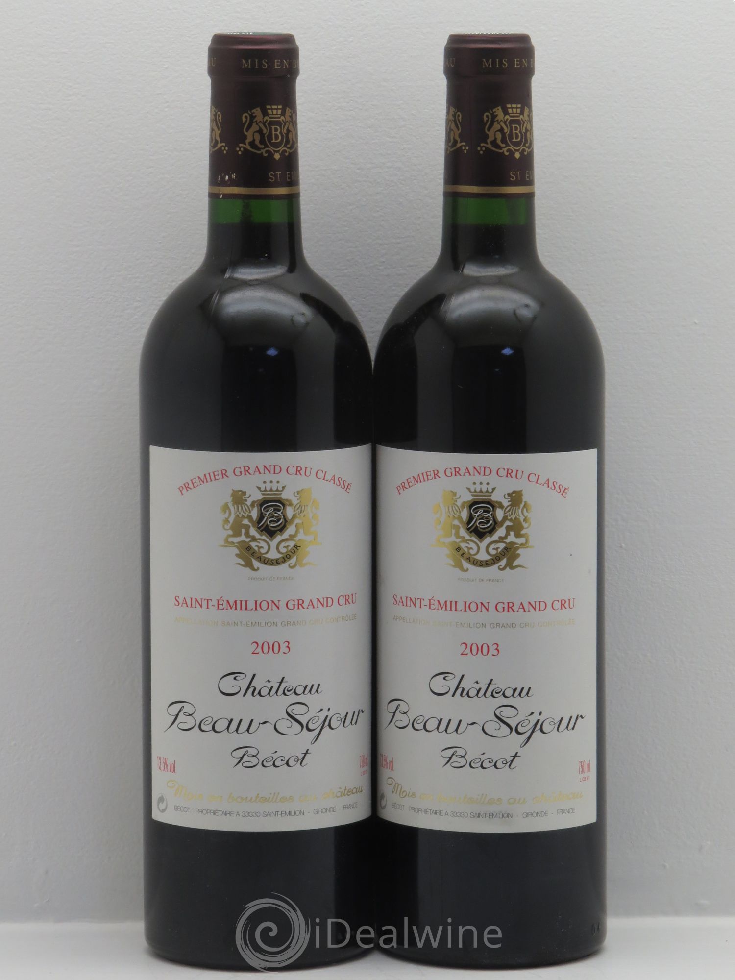 Château Beau-Séjour Bécot 1er Grand Cru Classé B 2003 - Lot de 2 bouteilles - 0