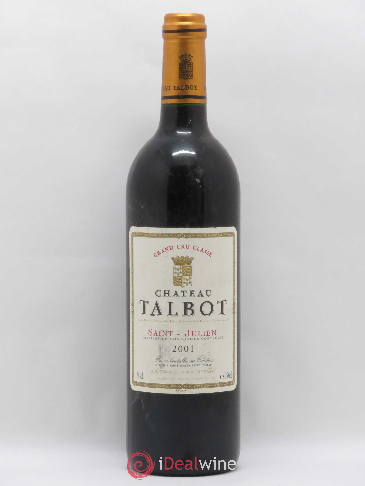 Château Talbot 4ème Grand Cru Classé 2001 - Lot de 1 bouteille - 0