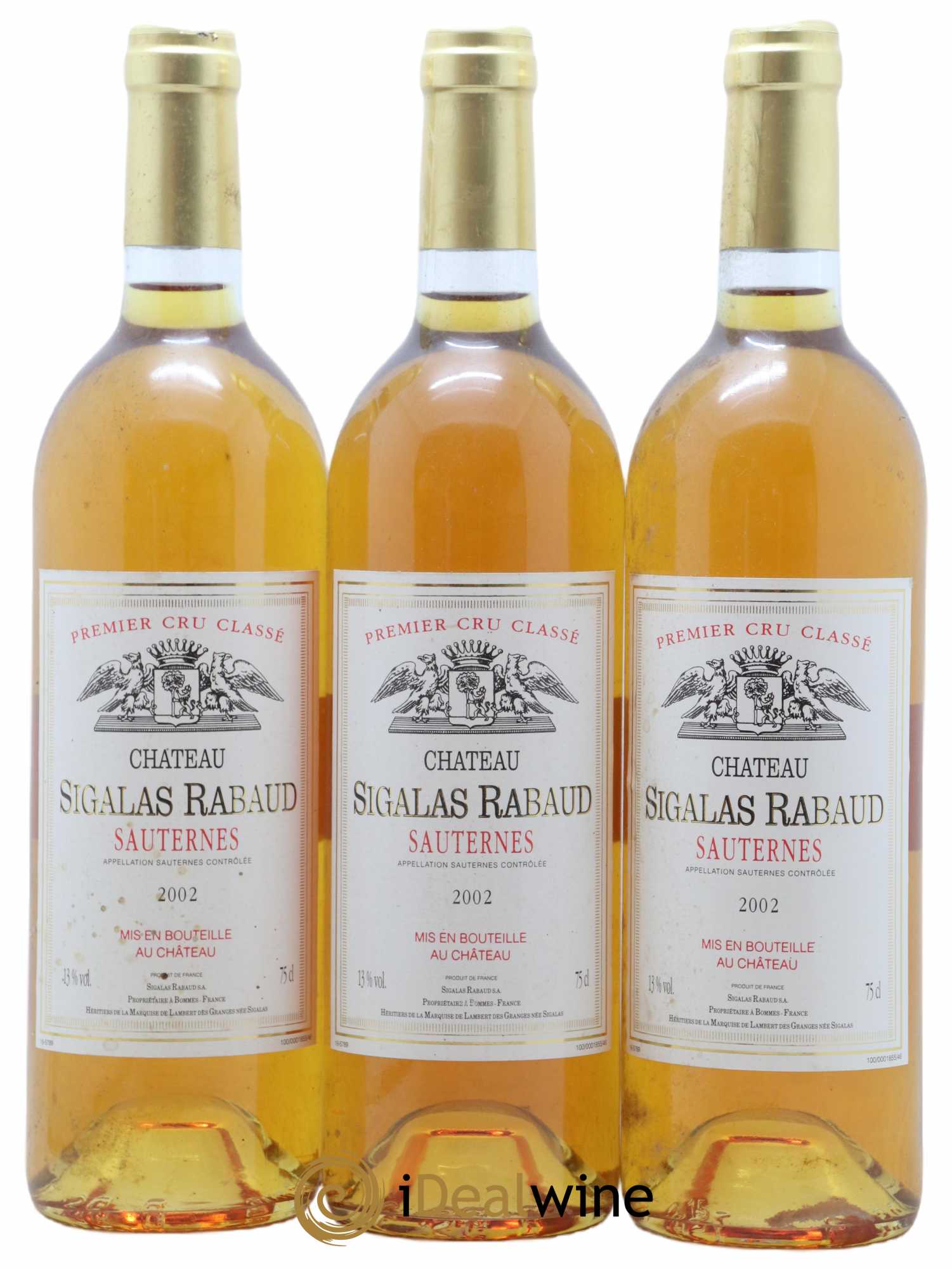 Château Sigalas Rabaud 1er Grand Cru Classé 2002 - Lotto di 3 bottiglie - 0