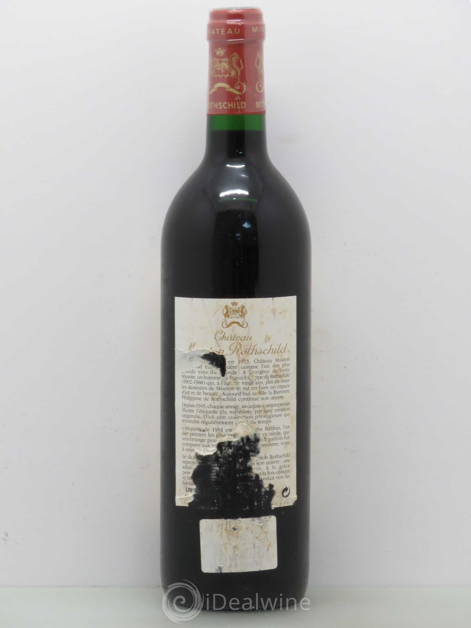 Château Mouton Rothschild 1er Grand Cru Classé 1993 - Lot de 1 bouteille - 1