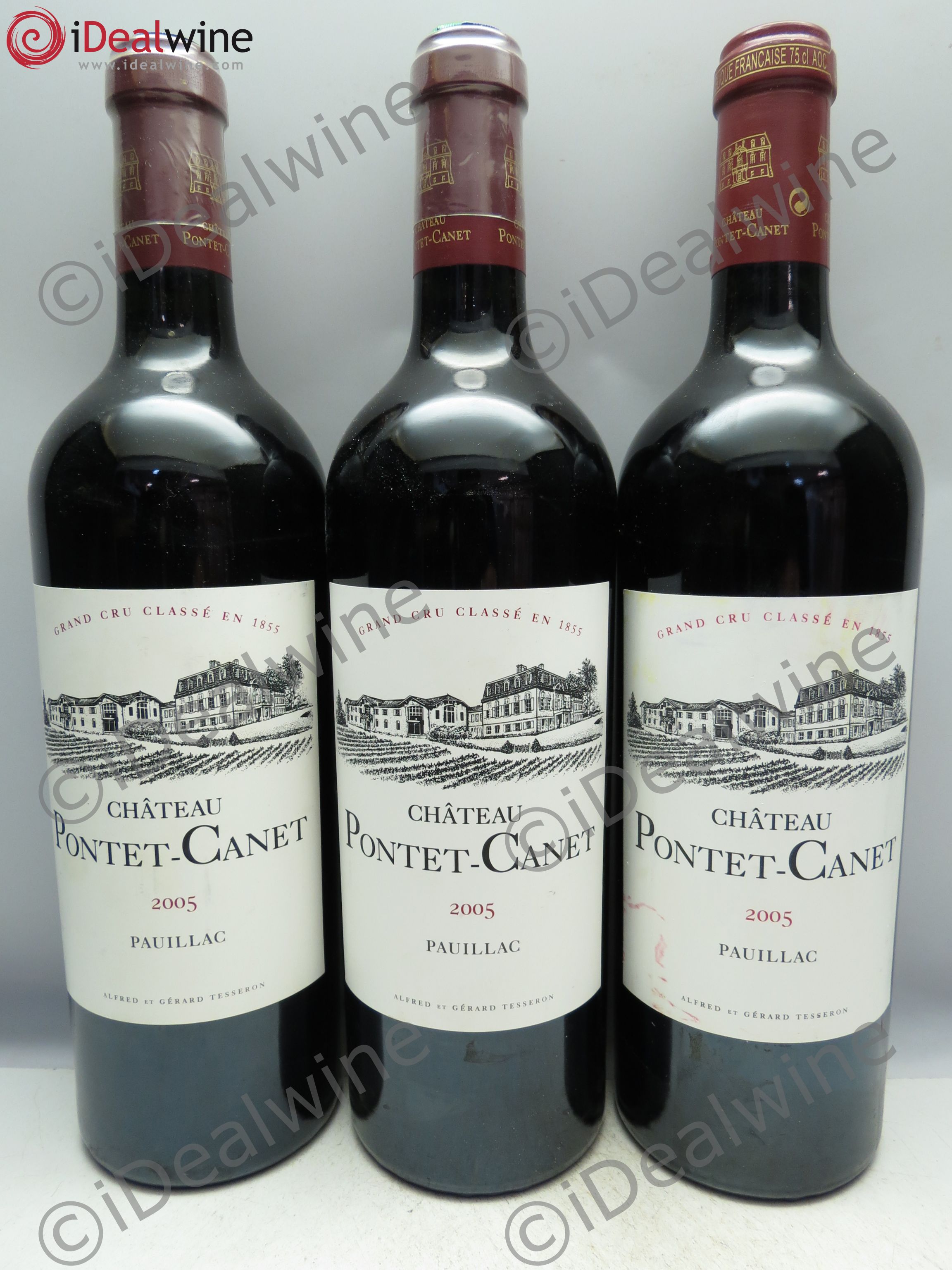 Château Pontet Canet 5ème Grand Cru Classé 2005 - Lot de 3 bouteilles - 0