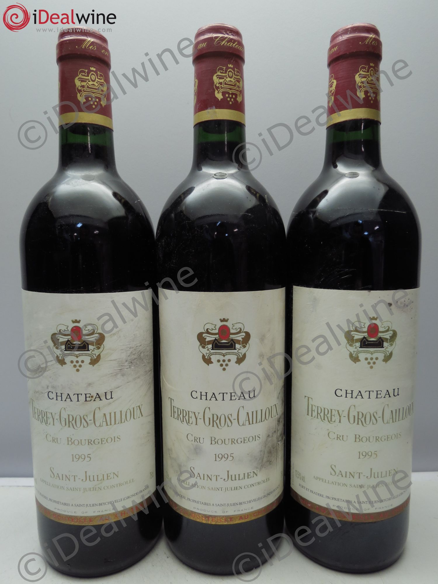 Château Terrey Gros Cailloux Cru Bourgeois 1995 - Lot de 3 bouteilles - 0