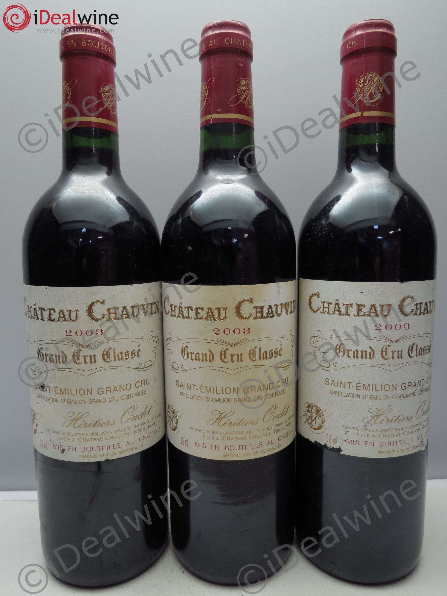Château Chauvin Grand Cru Classé 2003 - Lot de 3 bouteilles - 0