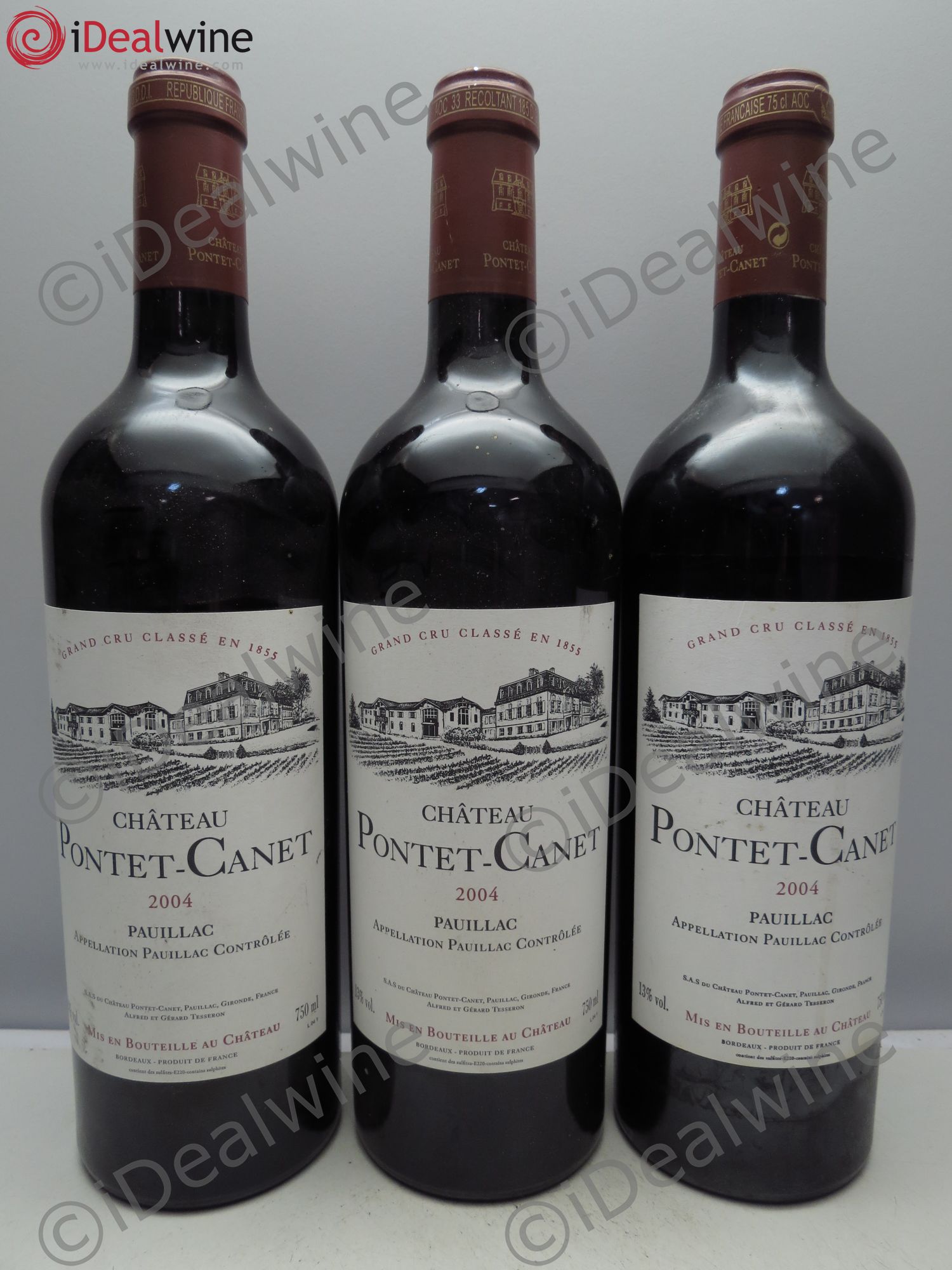 Château Pontet Canet 5ème Grand Cru Classé 2004 - Lot de 3 bouteilles - 0