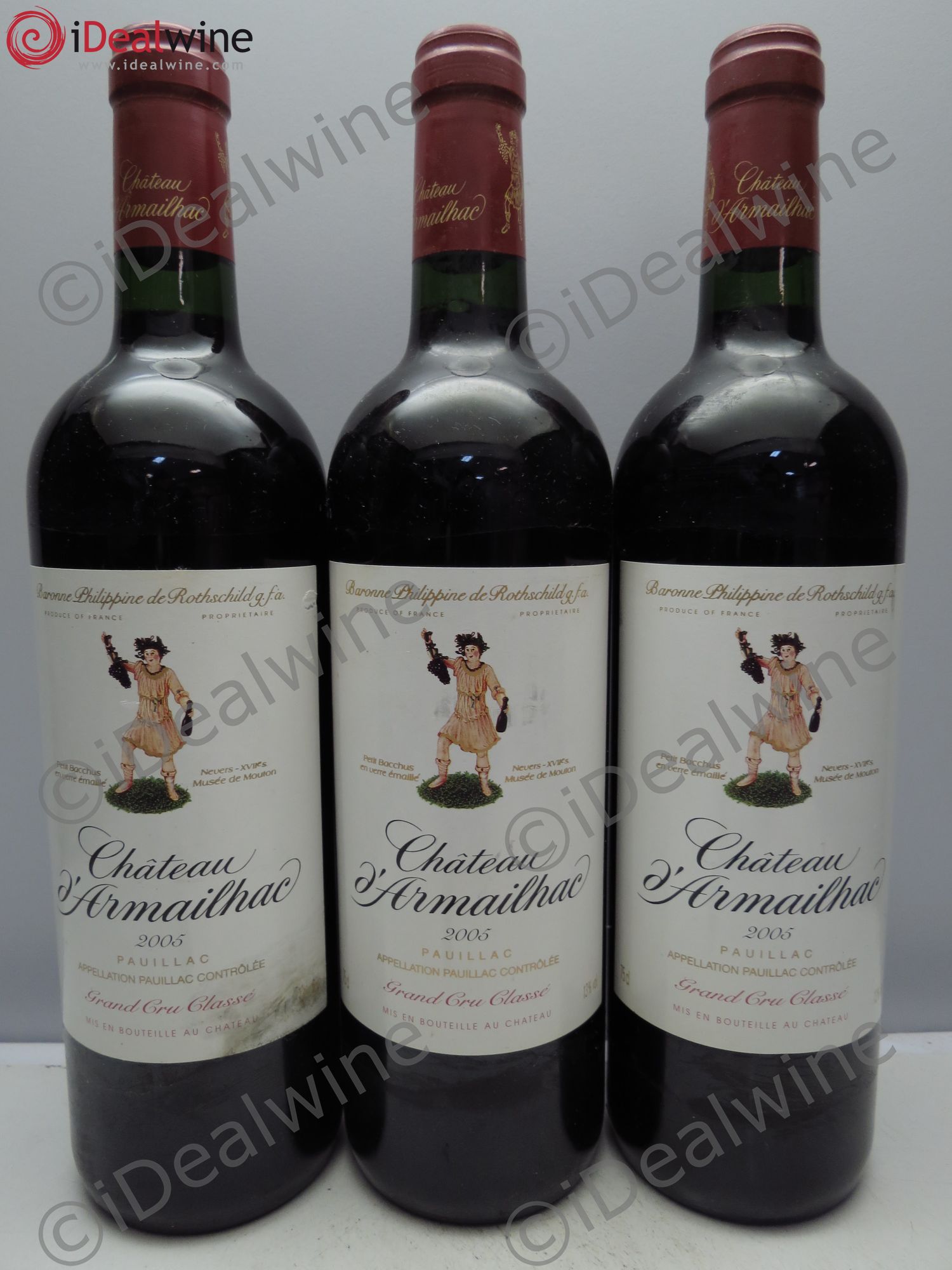 Château d' Armailhac - Mouton Baron(ne) Philippe 5ème Grand Cru Classé 2005 - Lot de 3 bouteilles - 0