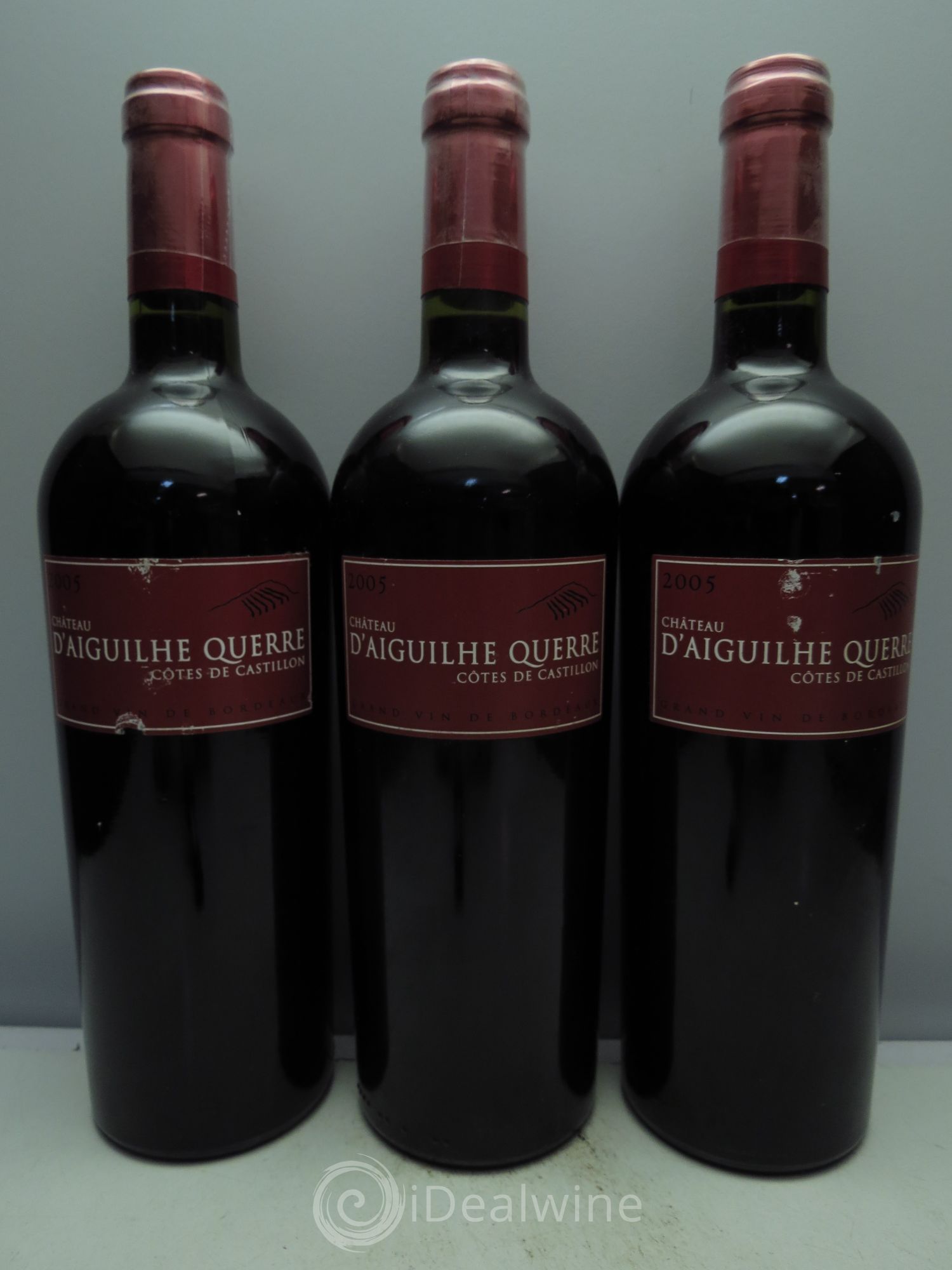 Castillon-Côtes-de-Bordeaux (Côtes-de-Castillon) Château Aiguilhe Querre 2005 - Posten von 3 Flaschen - 0
