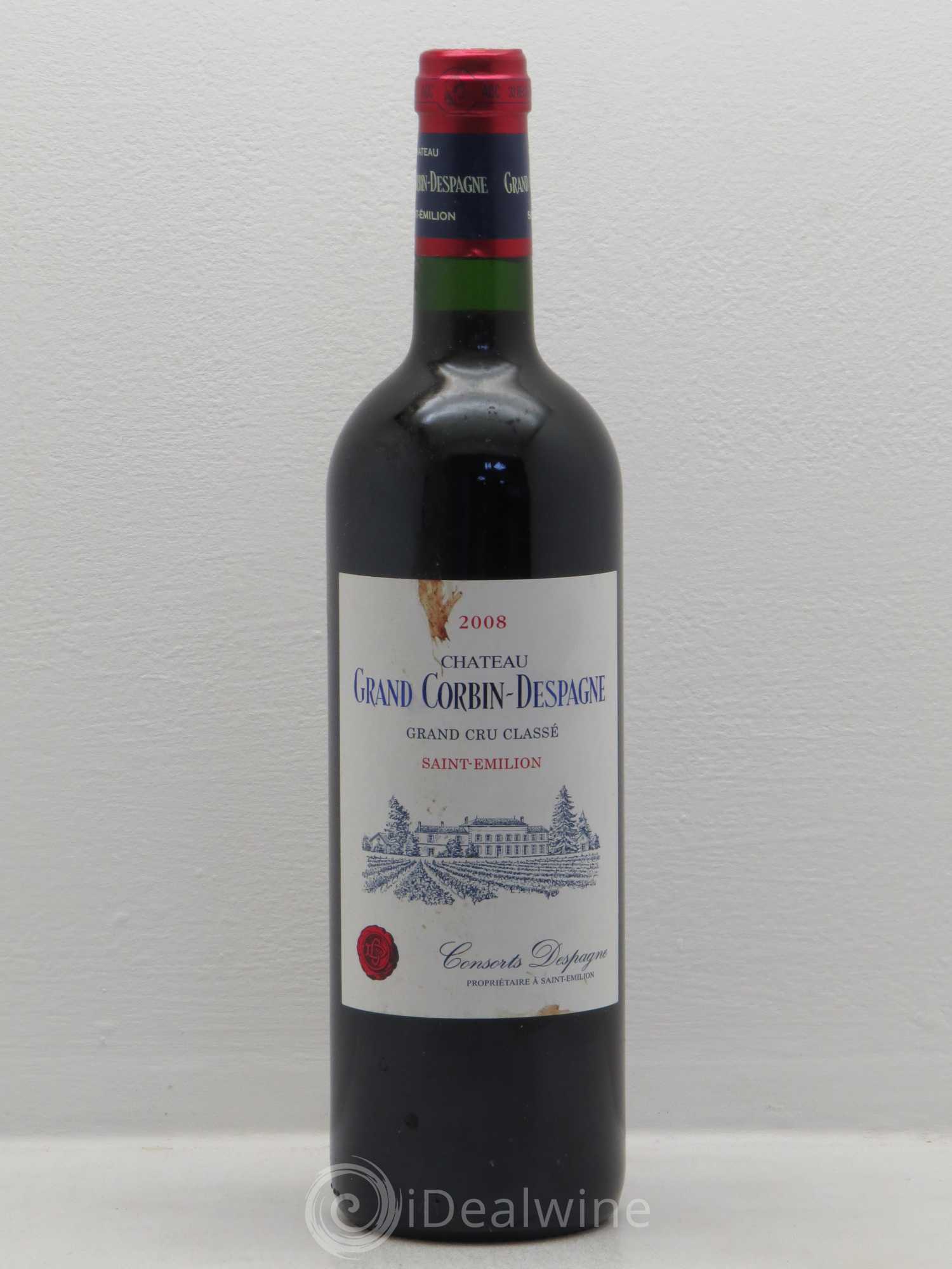 Château Grand Corbin Despagne Grand Cru Classé 2008 - Lot de 1 bouteille - 0
