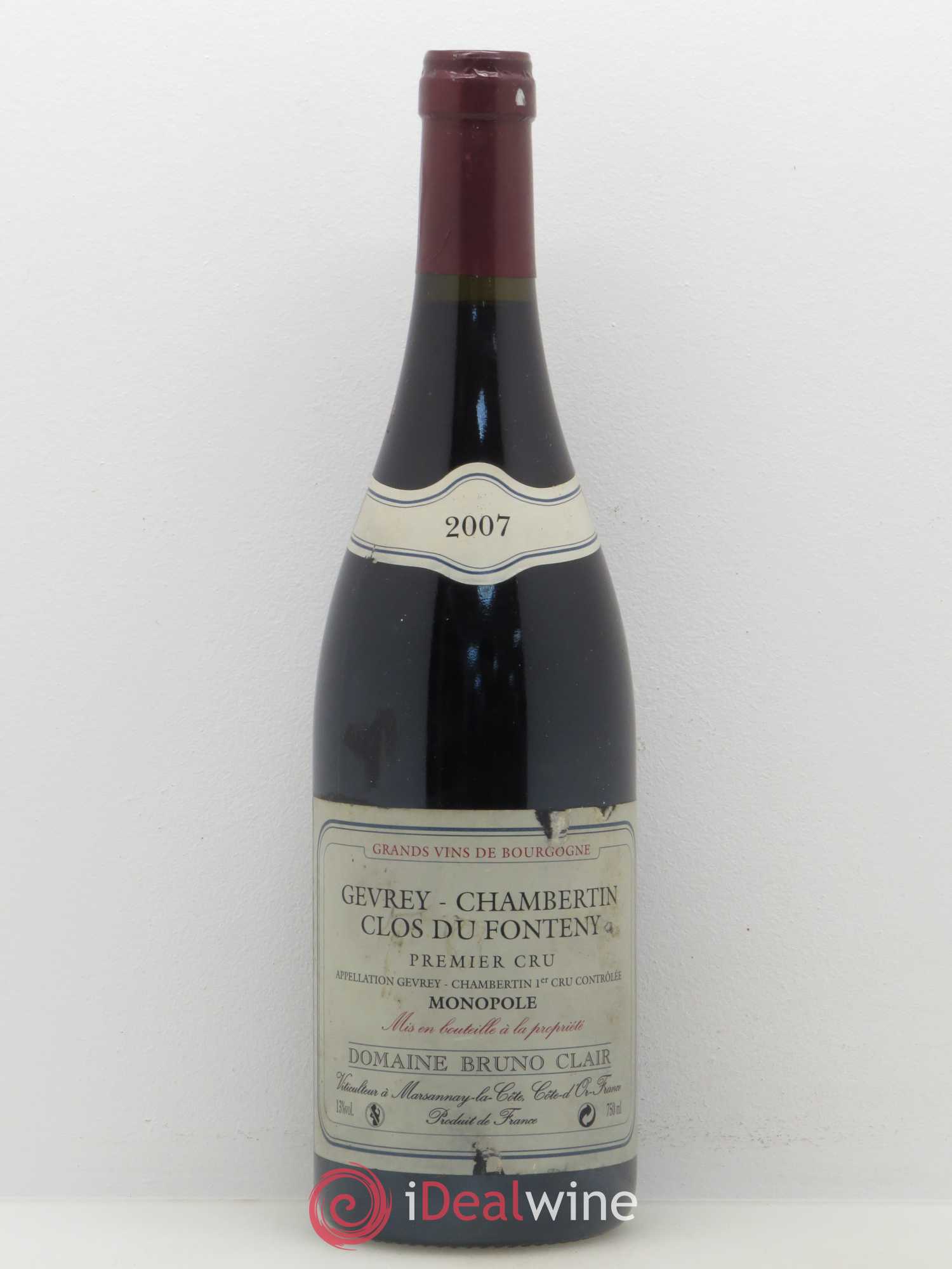 Gevrey-Chambertin 1er Cru Clos du Fonteny Bruno Clair (Domaine) 2007 - Lot de 1 bouteille - 0