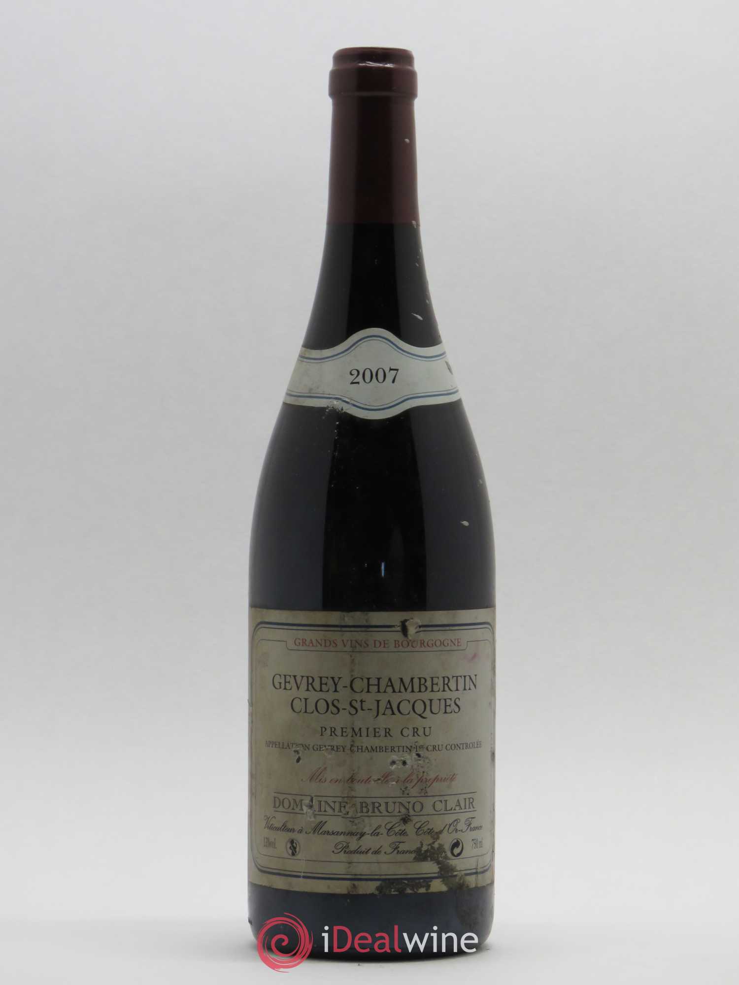 Gevrey-Chambertin 1er Cru Clos Saint-Jacques Bruno Clair (Domaine) 2007 - Lot de 1 bouteille - 0