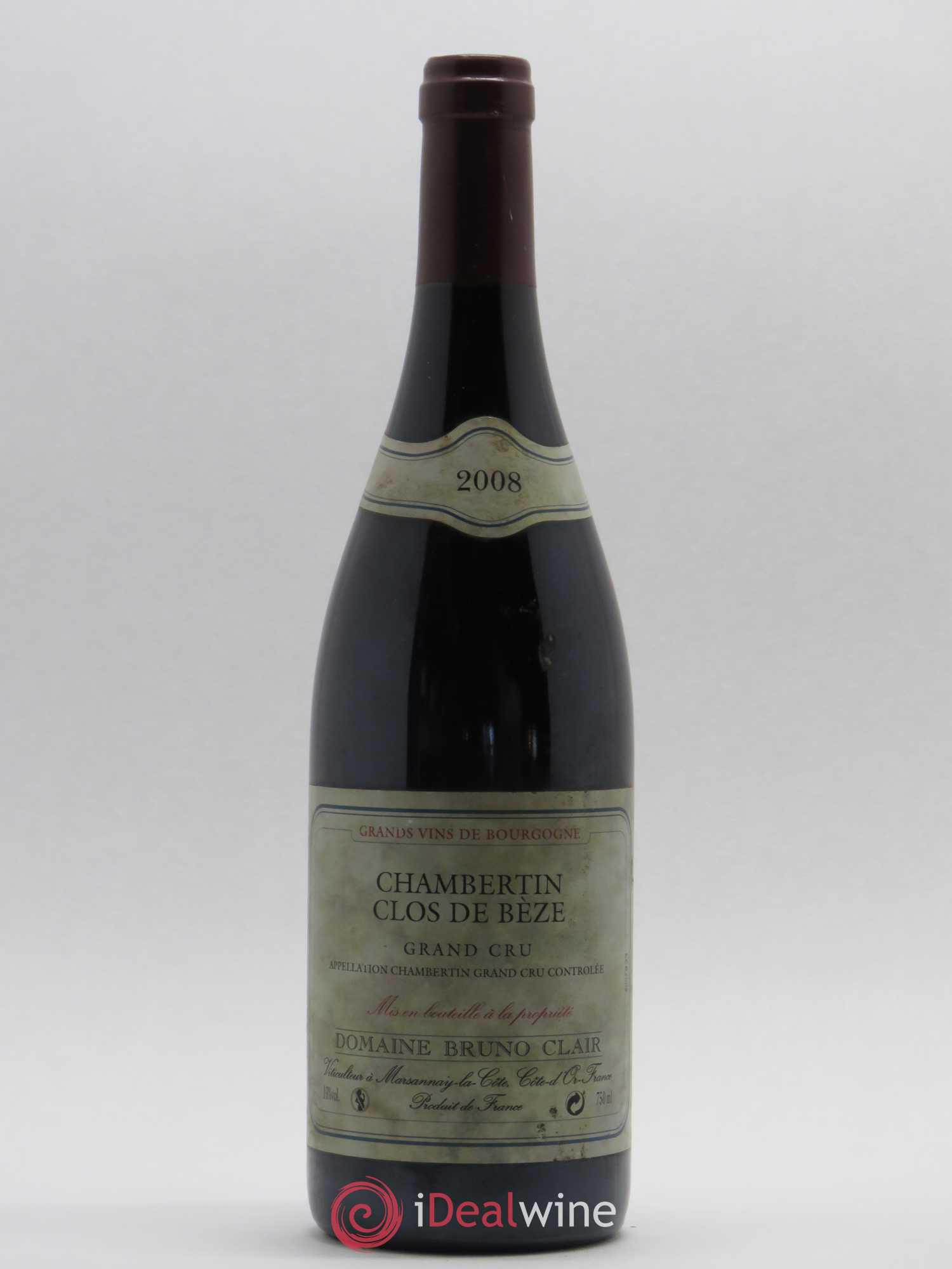 Chambertin Clos de Bèze Grand Cru Bruno Clair (Domaine) 2008 - Lot de 1 bouteille - 0