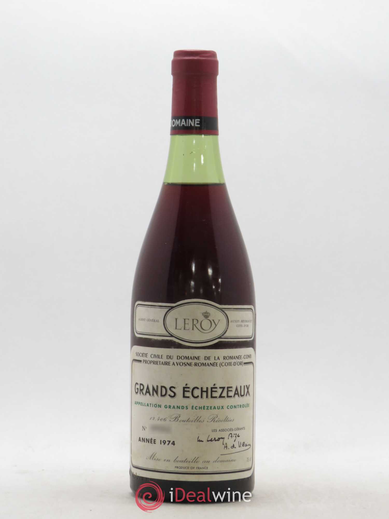 Grands-Echezeaux Grand Cru Domaine de la Romanée-Conti Mise Leroy 1974 - Lot de 1 bouteille - 0