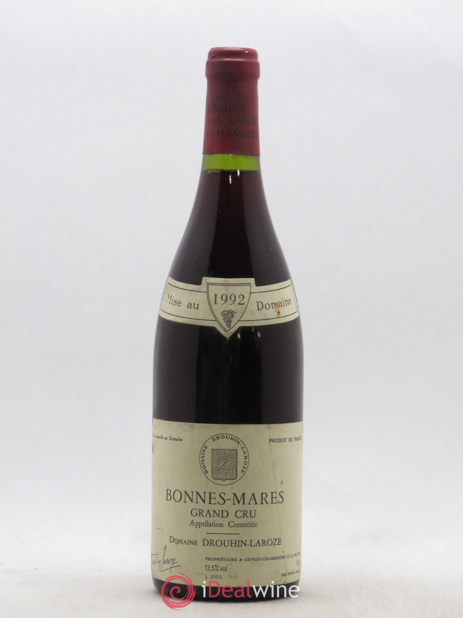 Bonnes-Mares Grand Cru Domaine Drouhin-Laroze 1992 - Lot de 1 bouteille - 0