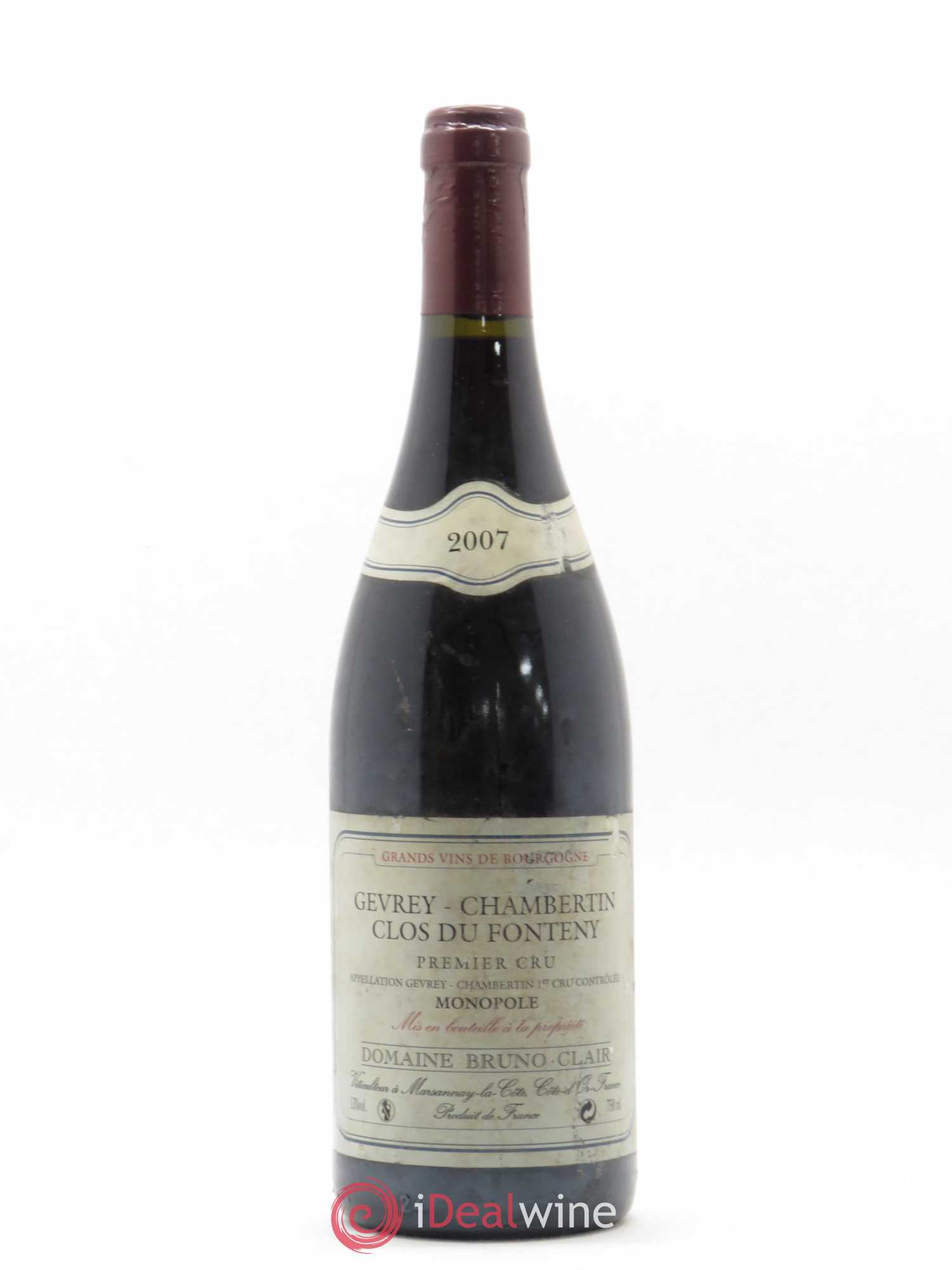 Gevrey-Chambertin 1er Cru Clos du Fonteny Bruno Clair (Domaine) Monopole 2007 - Lot de 1 bouteille - 0