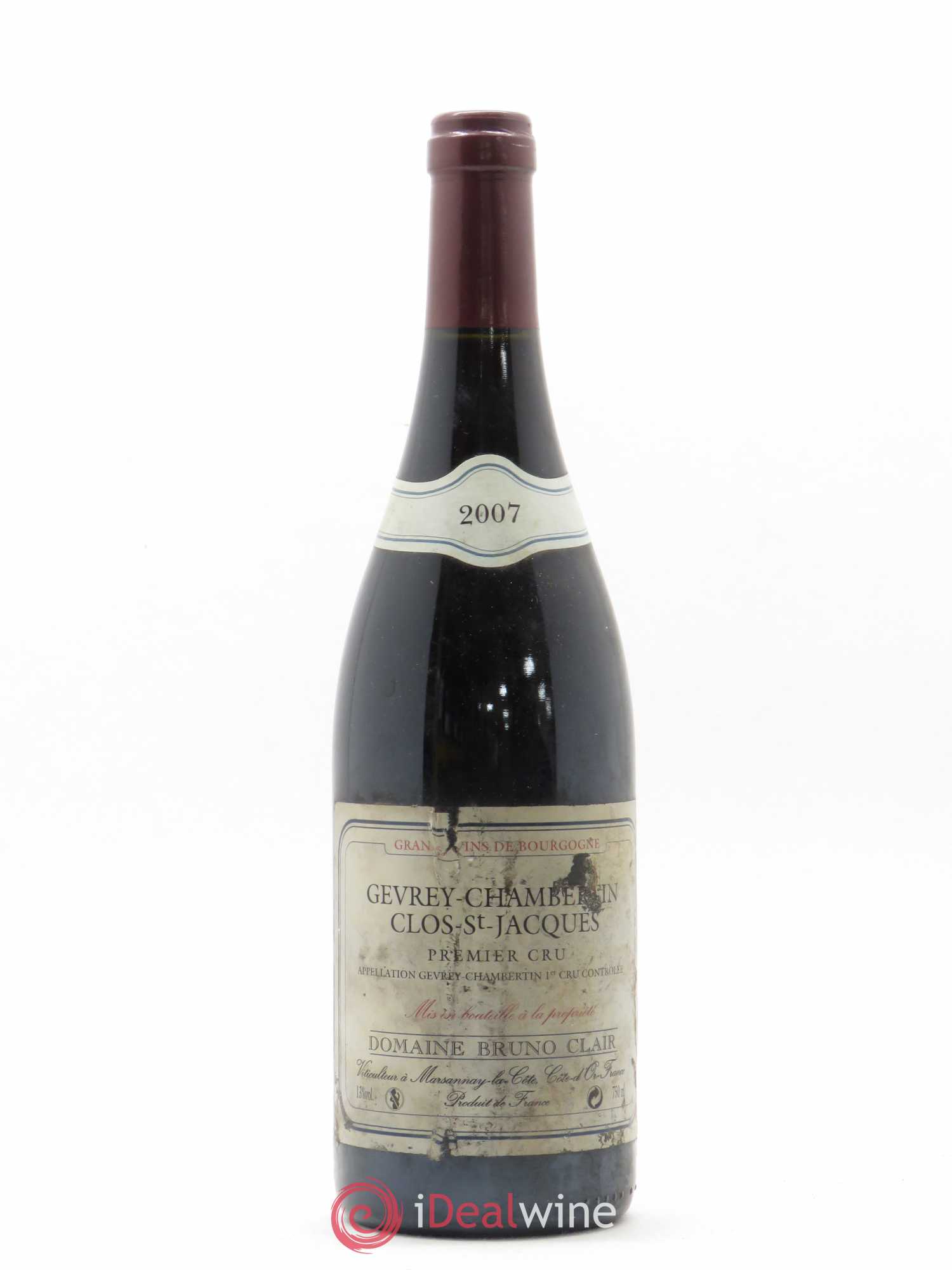Gevrey-Chambertin 1er Cru Clos Saint-Jacques Bruno Clair (Domaine) 2007 - Lot de 1 bouteille - 0