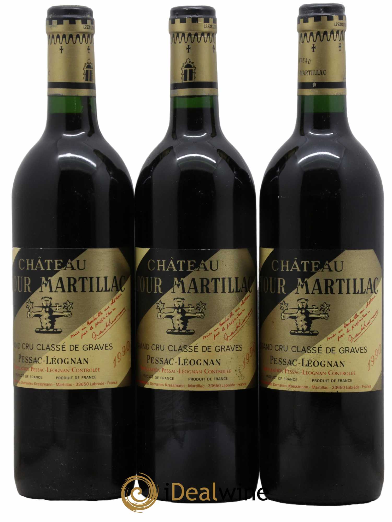 Château Latour-Martillac Cru Classé de Graves 1990 - Lot de 3 bouteilles - 0