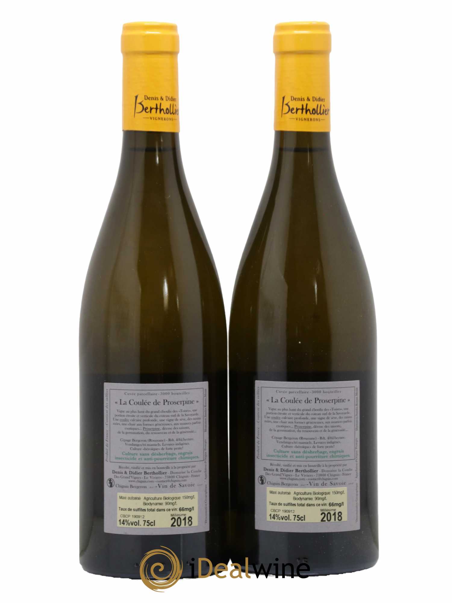 Vin de Savoie Chignin Bergeron La Coulée de Prosperpine Domaine Berthollier 2018 - Lot de 2 bouteilles - 1
