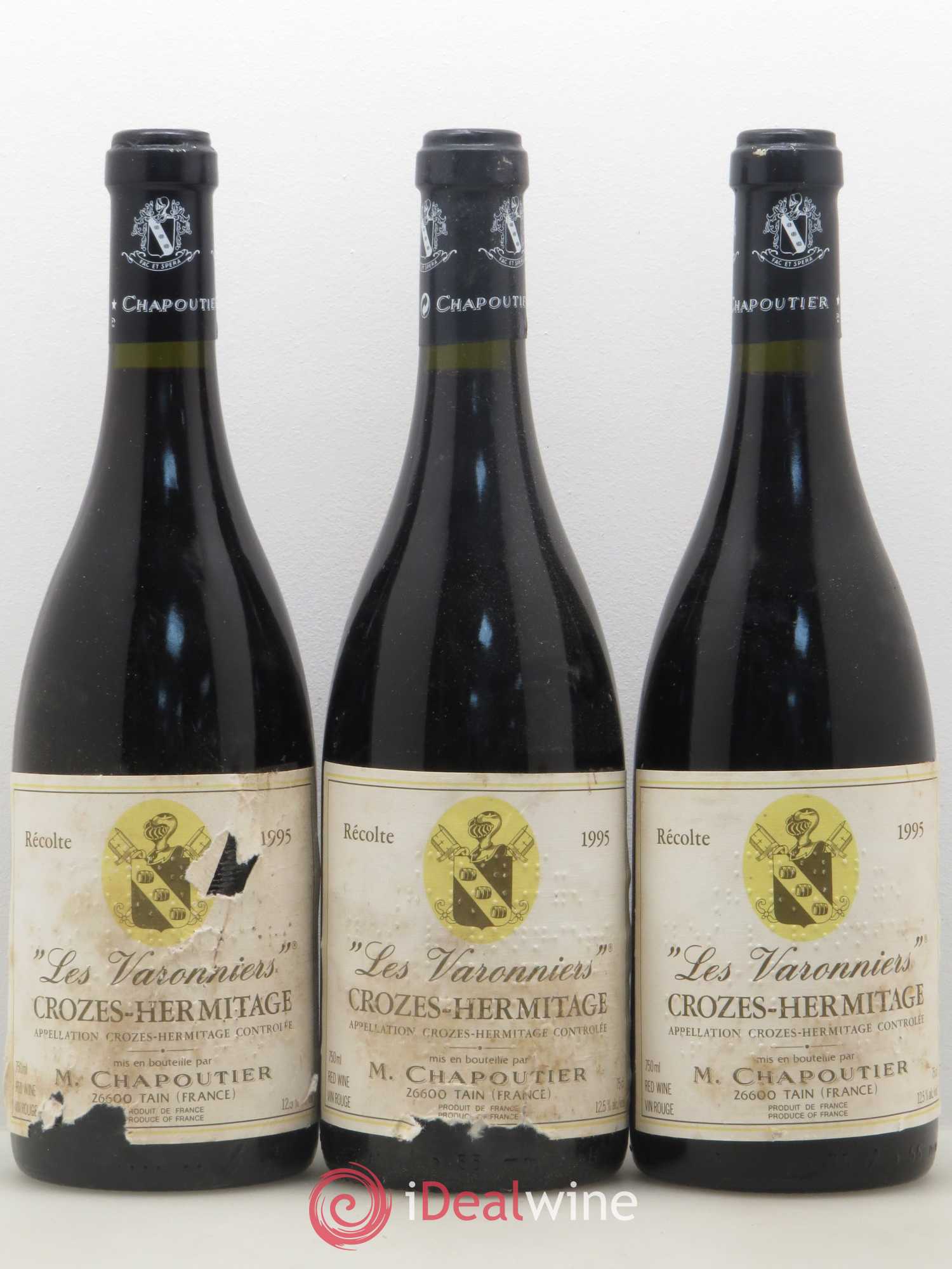 Crozes-Hermitage Les Varonniers Chapoutier 1995 - Lot de 3 bouteilles - 0
