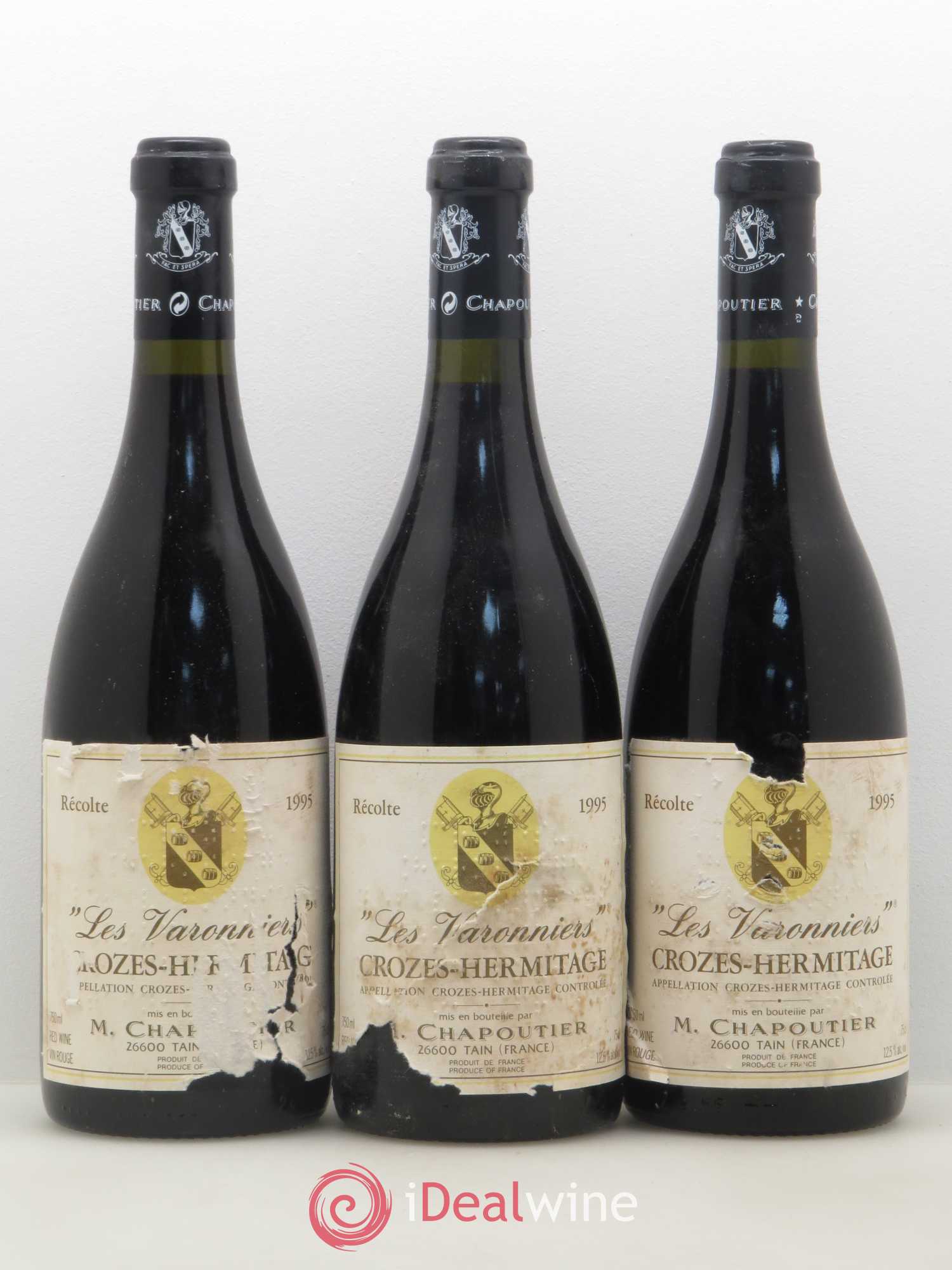 Crozes-Hermitage Les Varonniers Chapoutier 1995 - Lot de 3 bouteilles - 0