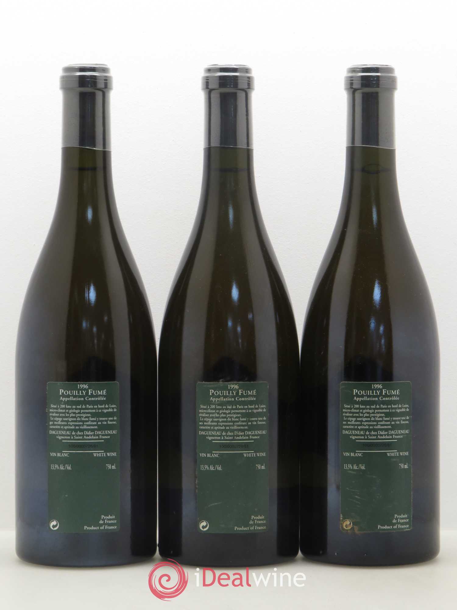 Vin de France (anciennement Pouilly-Fumé) Silex Dagueneau (Domaine Didier - Louis-Benjamin) 1996 - Lot de 3 bouteilles - 1