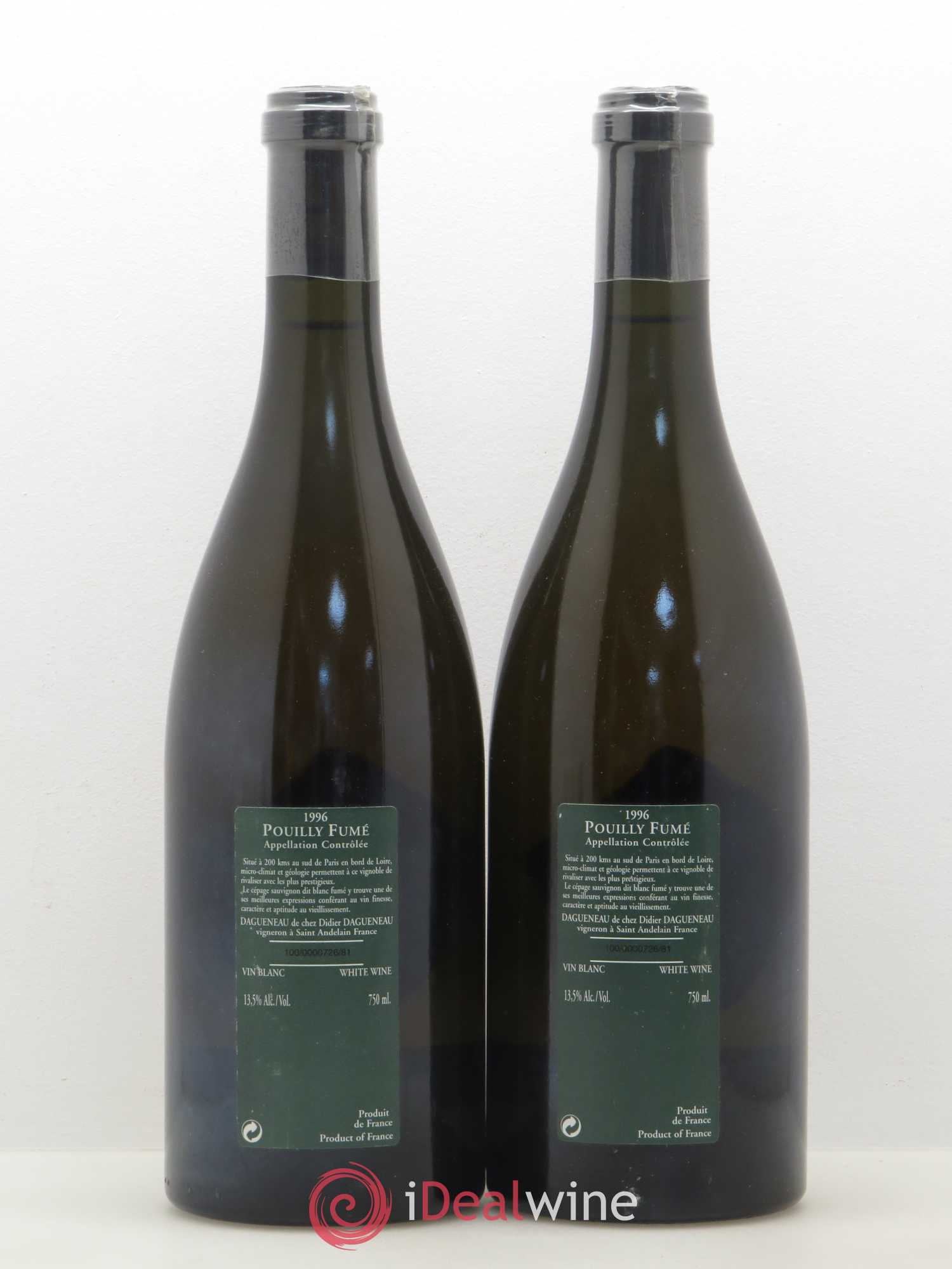Vin de France (anciennement Pouilly-Fumé) Silex Dagueneau (Domaine Didier - Louis-Benjamin) 1996 - Lot de 2 bouteilles - 1