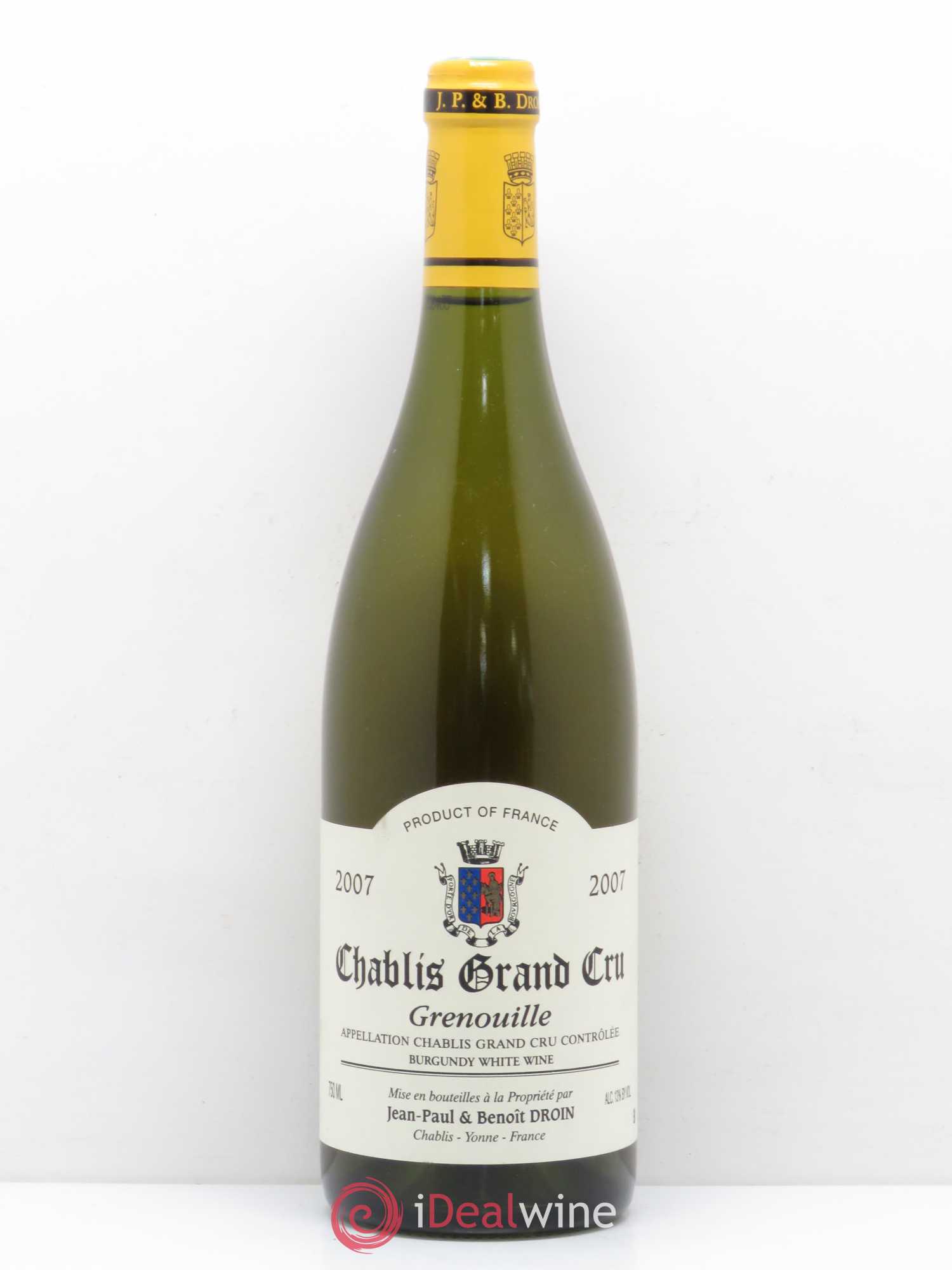 Chablis Grand Cru Grenouilles Jean-Paul & Benoît Droin (Domaine) 2007 - Lot de 1 bouteille - 0