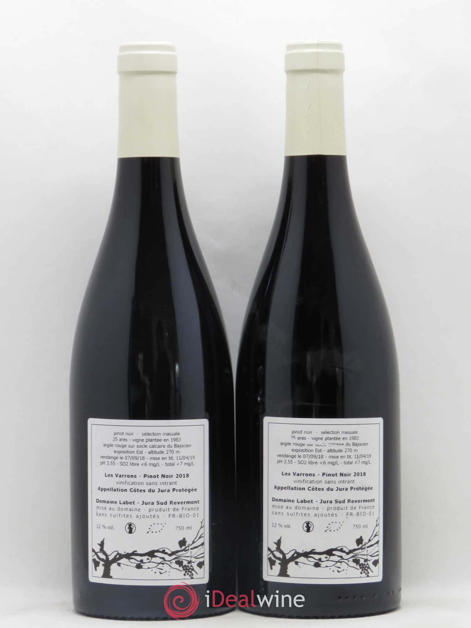Côtes du Jura Pinot Noir Les Varrons Sélection Massale Romain - Julien - Charline Labet 2018 - Lot de 2 bouteilles - 1