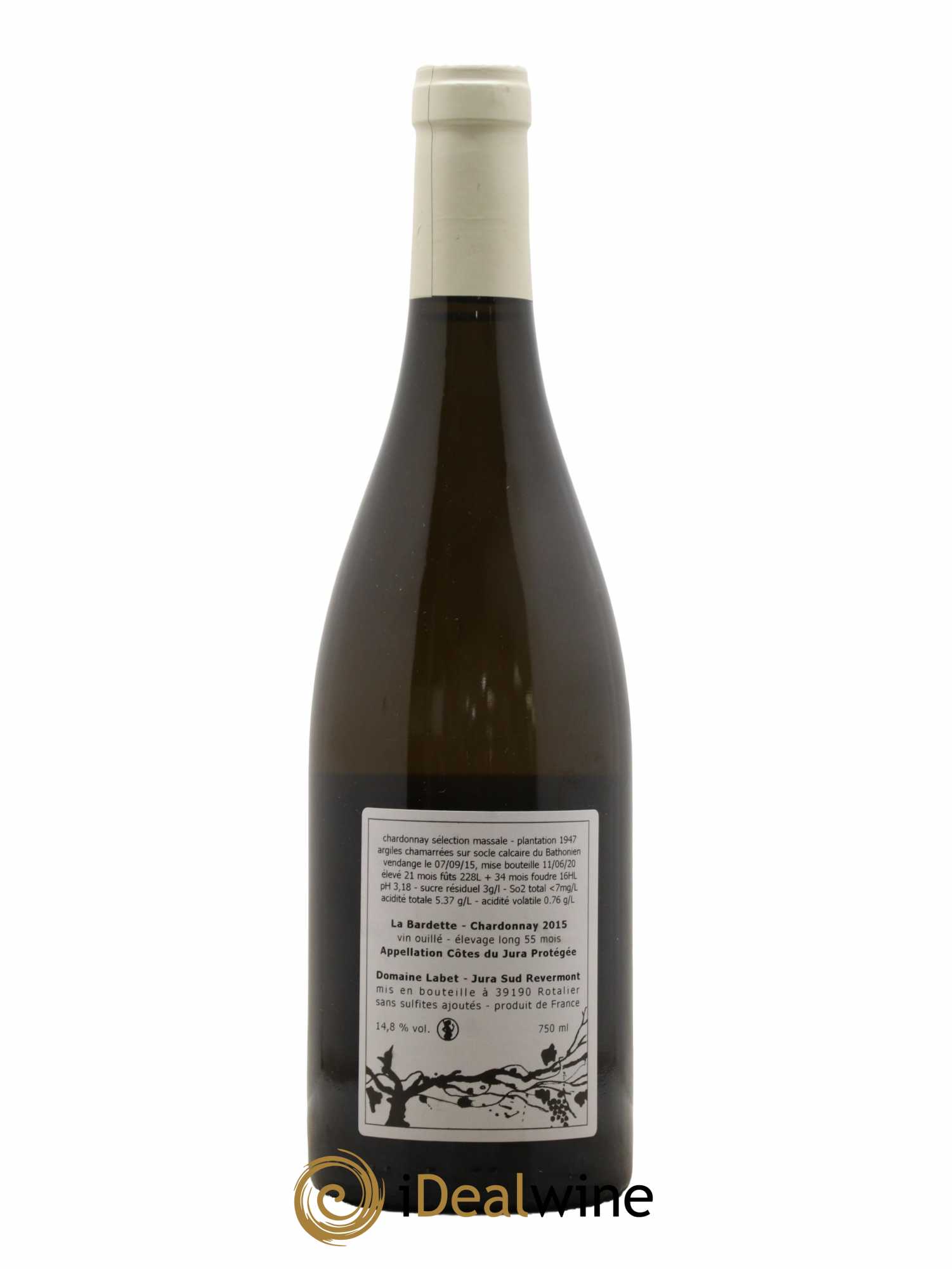 Côtes du Jura Chardonnay La Bardette Romain - Julien  - Charline Labet 2015 - Lot de 1 bouteille - 1