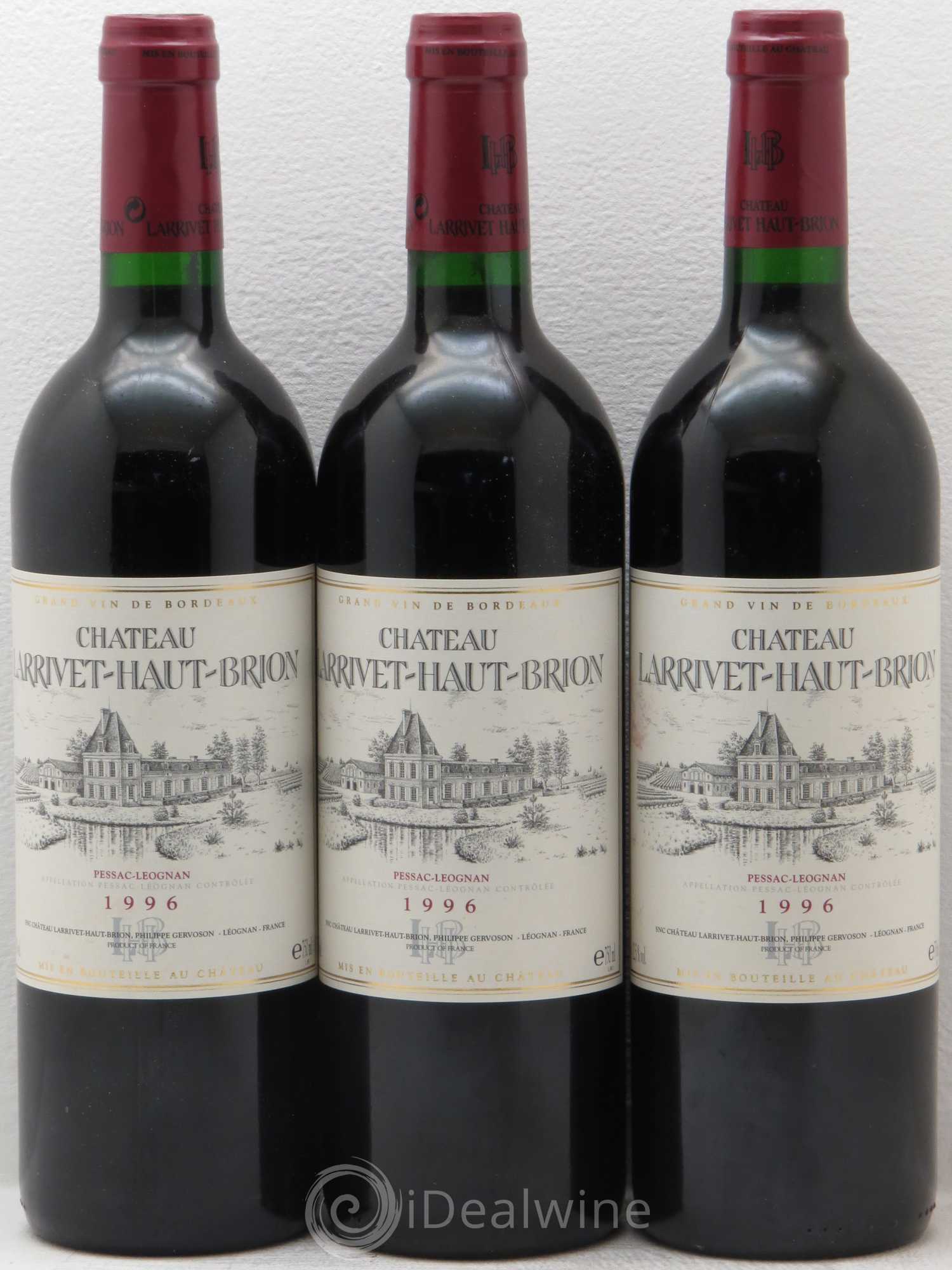 Château Larrivet Haut-Brion 1996 - Lot de 3 bouteilles - 0