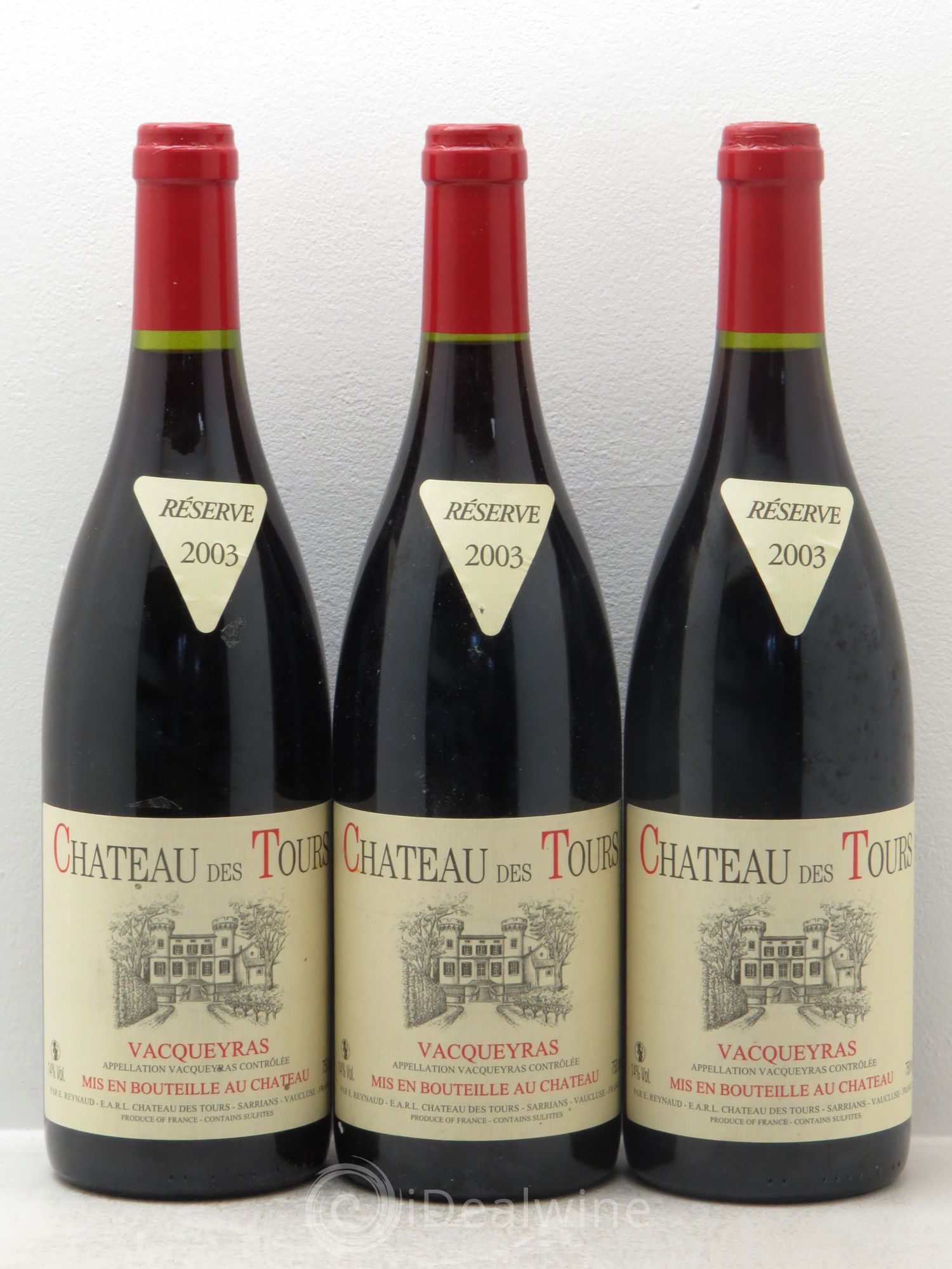 Vacqueyras Château des Tours Emmanuel Reynaud 2003 - Lot de 3 bouteilles - 0