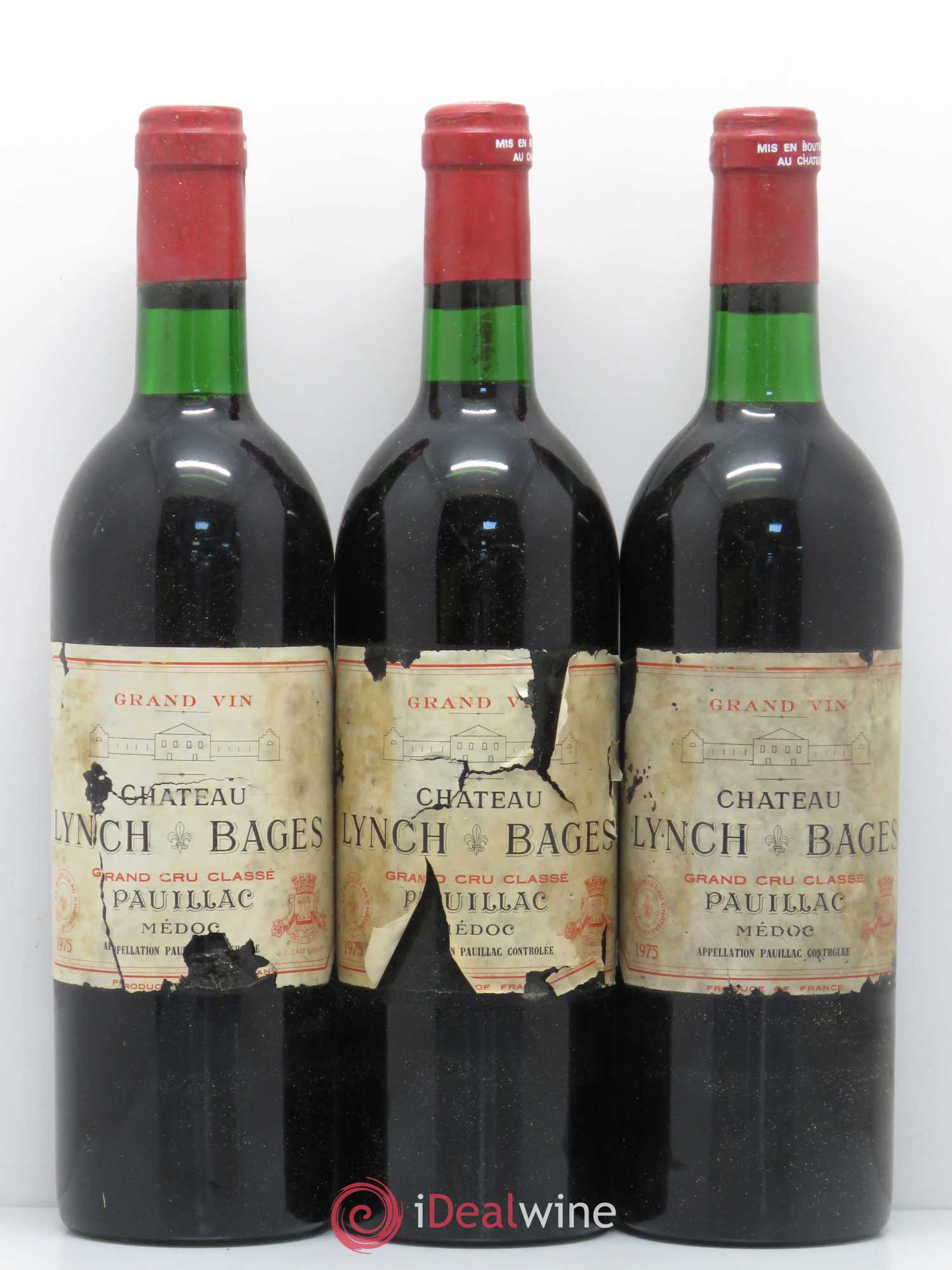 Château Lynch Bages 5ème Grand Cru Classé 1975 - Lot de 3 bouteilles - 0