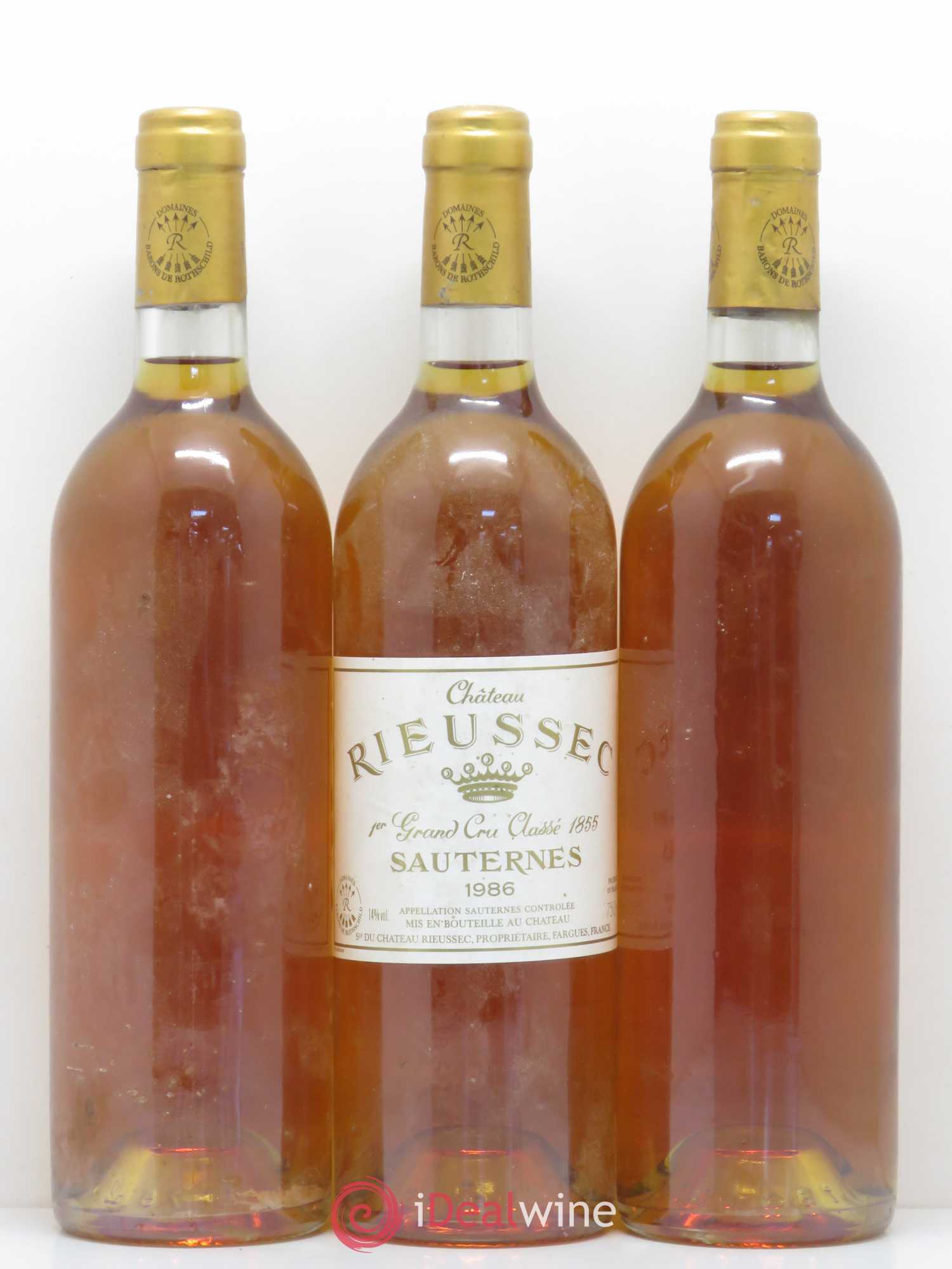 Château Rieussec 1er Grand Cru Classé 1986 - Lot de 3 bouteilles - 0