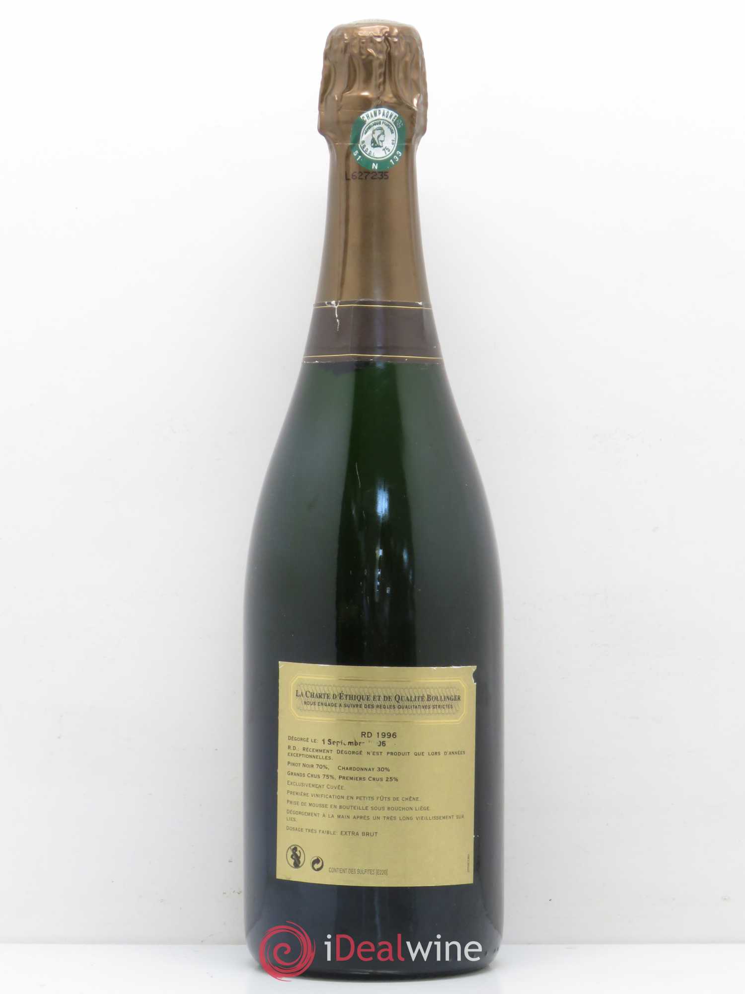 R.D. Extra-Brut Bollinger 1996 - Lotto di 1 bottiglia - 1