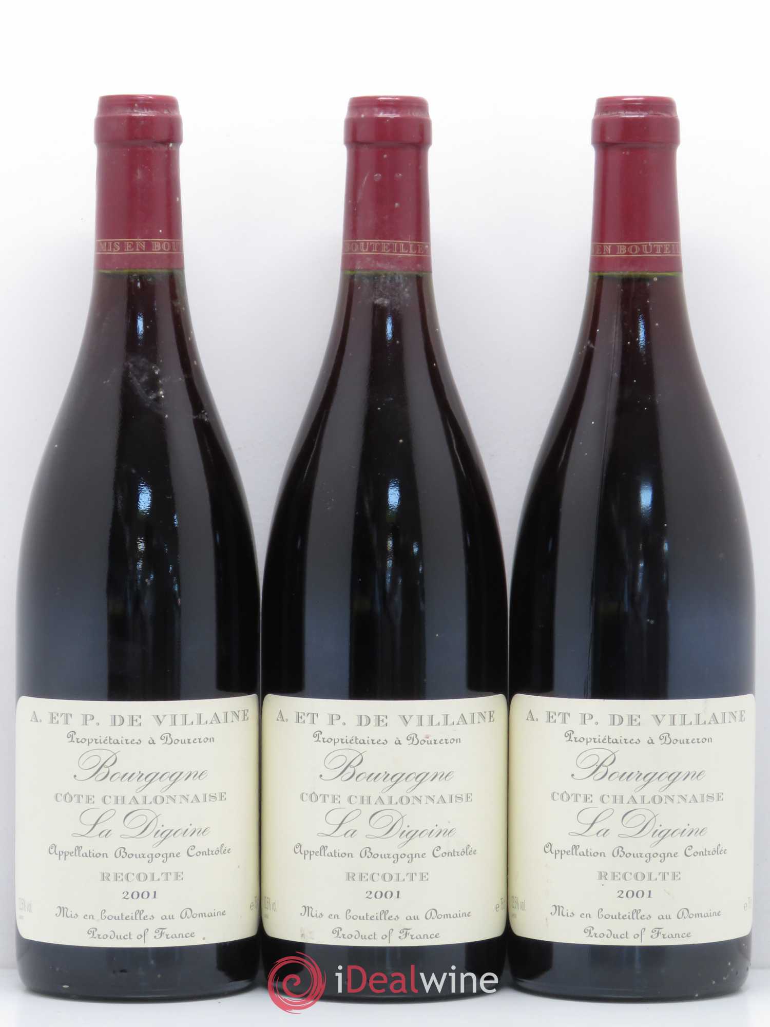 Bourgogne La Digoine Domaine de Villaine 2001 - Lot de 3 bouteilles - 0
