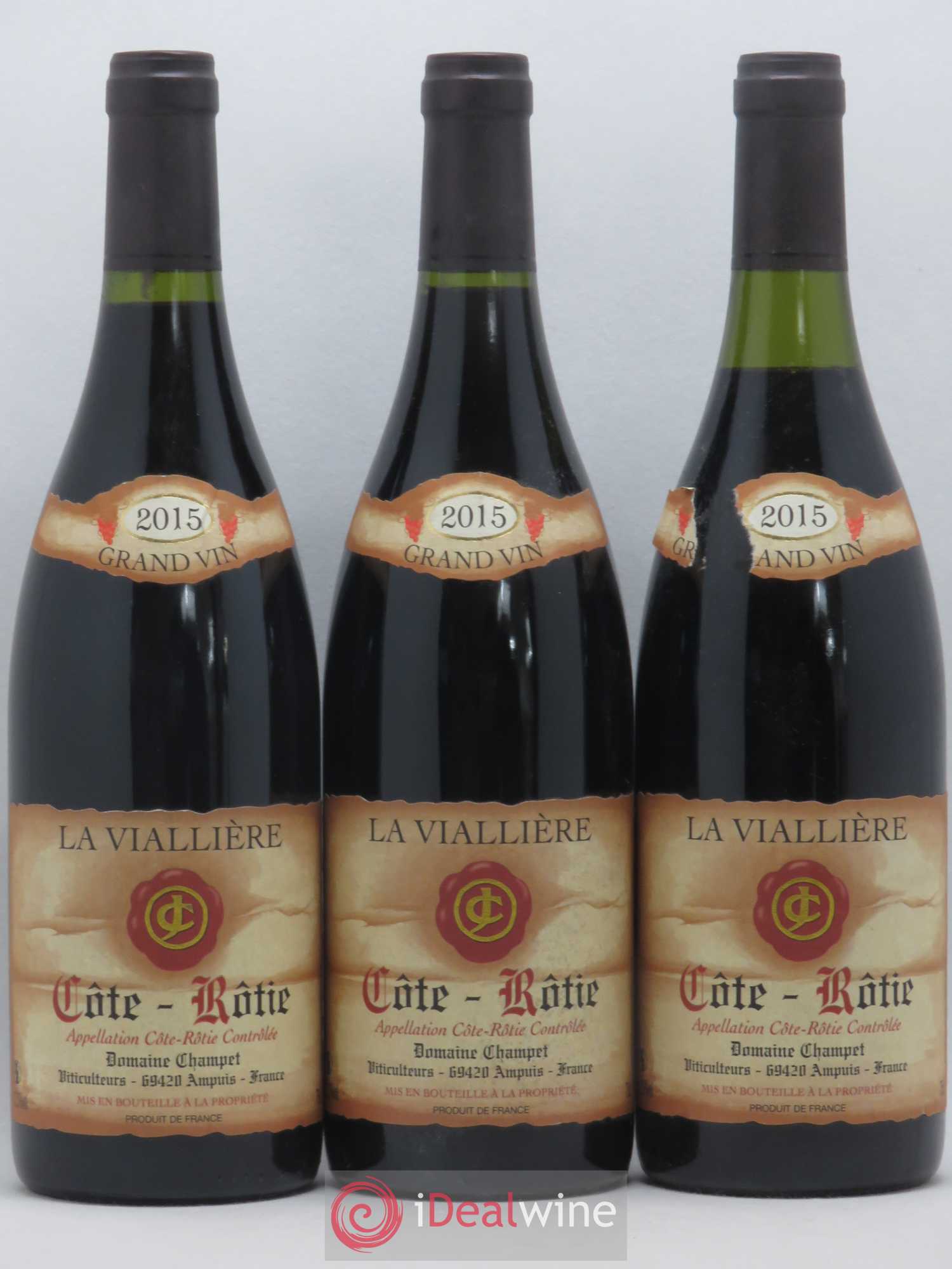 Côte-Rôtie La Vialliere Domaine Champet 2015 - Posten von 3 Flaschen - 0