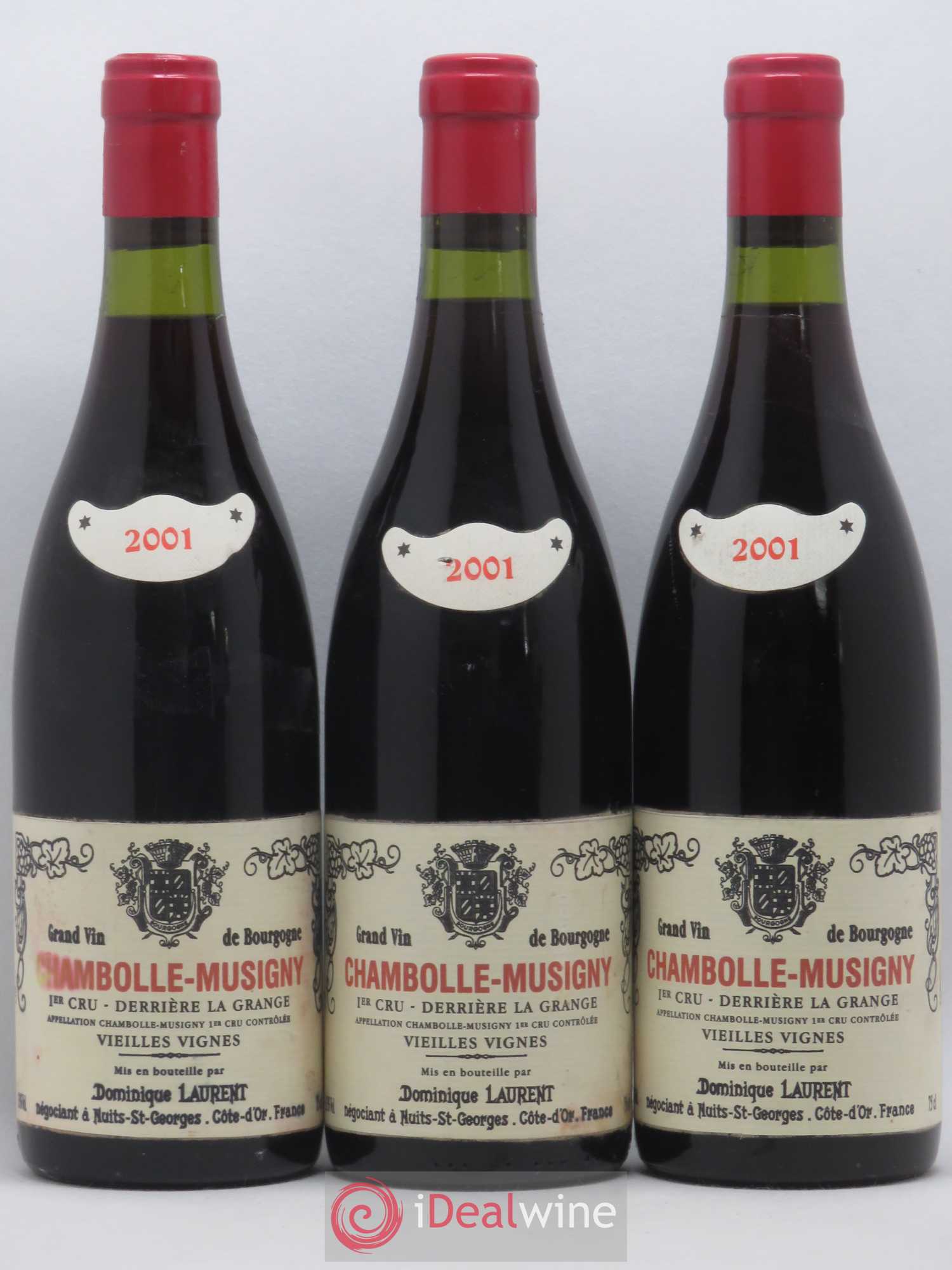 Gevrey-Chambertin 1er Cru Derriere La Grange Dominique Laurent Vieilles vignes 2001 - Posten von 3 Flaschen - 0