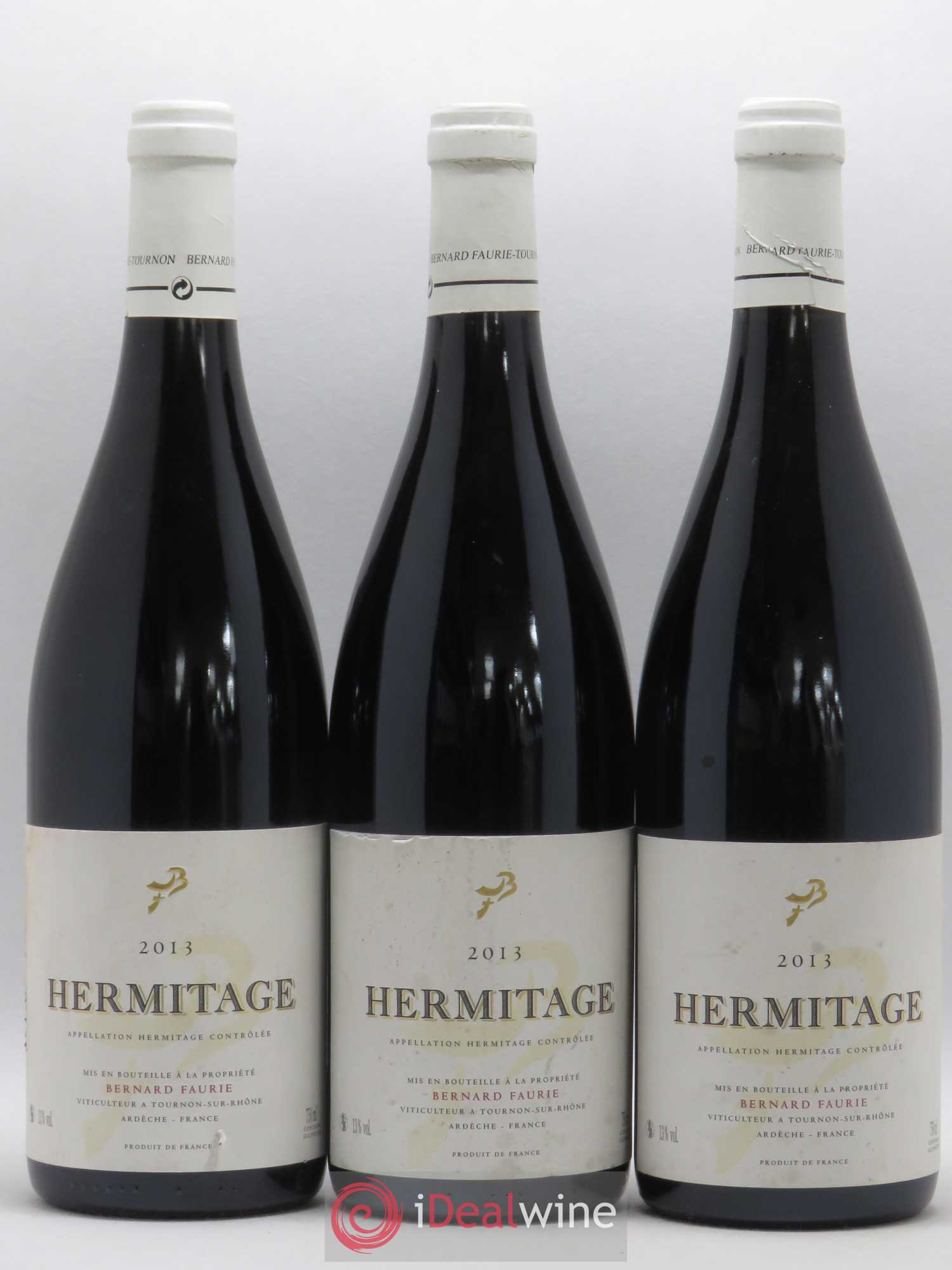 Hermitage Greffieux Bessards (capsule blanche) Bernard Faurie 2013 - Lot de 3 bouteilles - 0