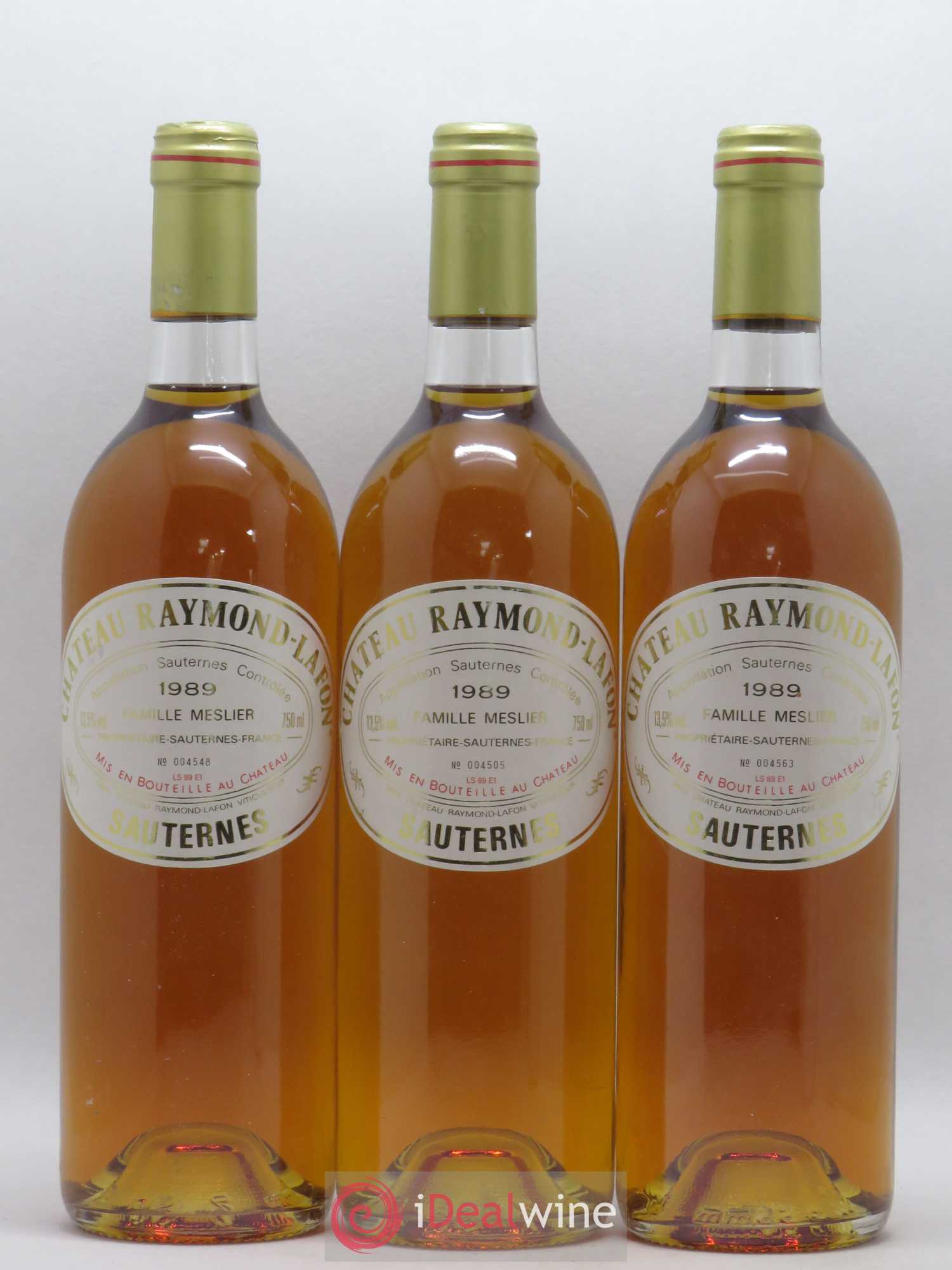 Château Raymond Lafon 1989 - Lotto di 3 bottiglie - 0