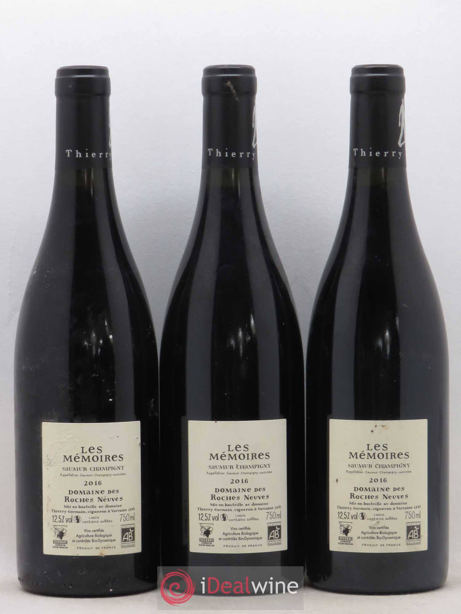 Saumur-Champigny Les Mémoires Domaine des Roches Neuves - Thierry Germain 2016 - Lot de 3 bouteilles - 1