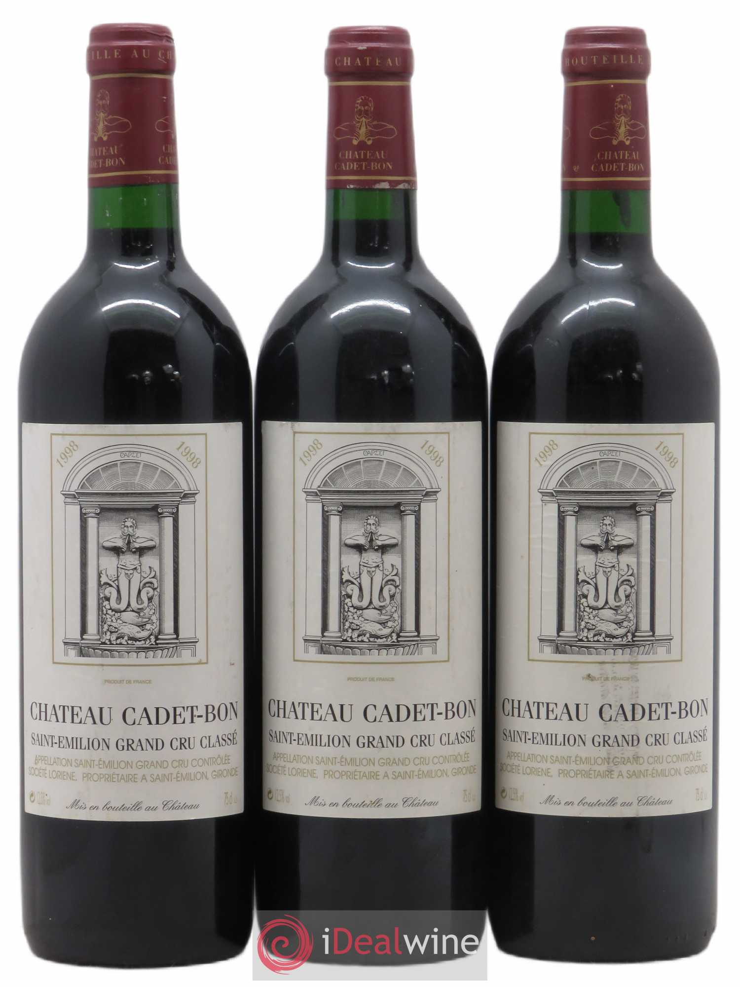 Château Cadet Bon Grand Cru Classé (sans prix de réserve) 1998 - Lot de 3 bouteilles - 0