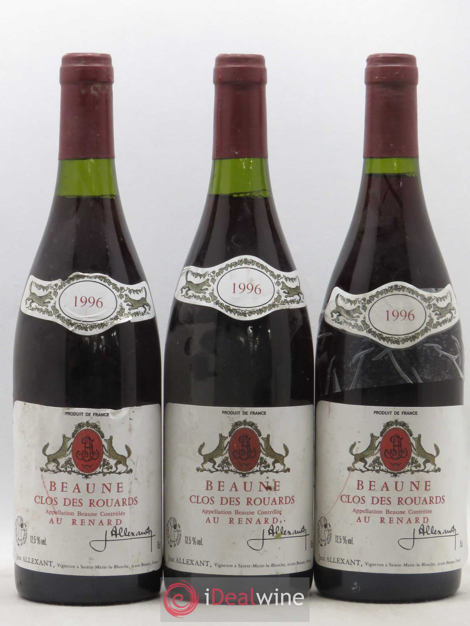 Beaune Clos des Rouards Au Renard J Allexant 1996 - Posten von 3 Flaschen - 0
