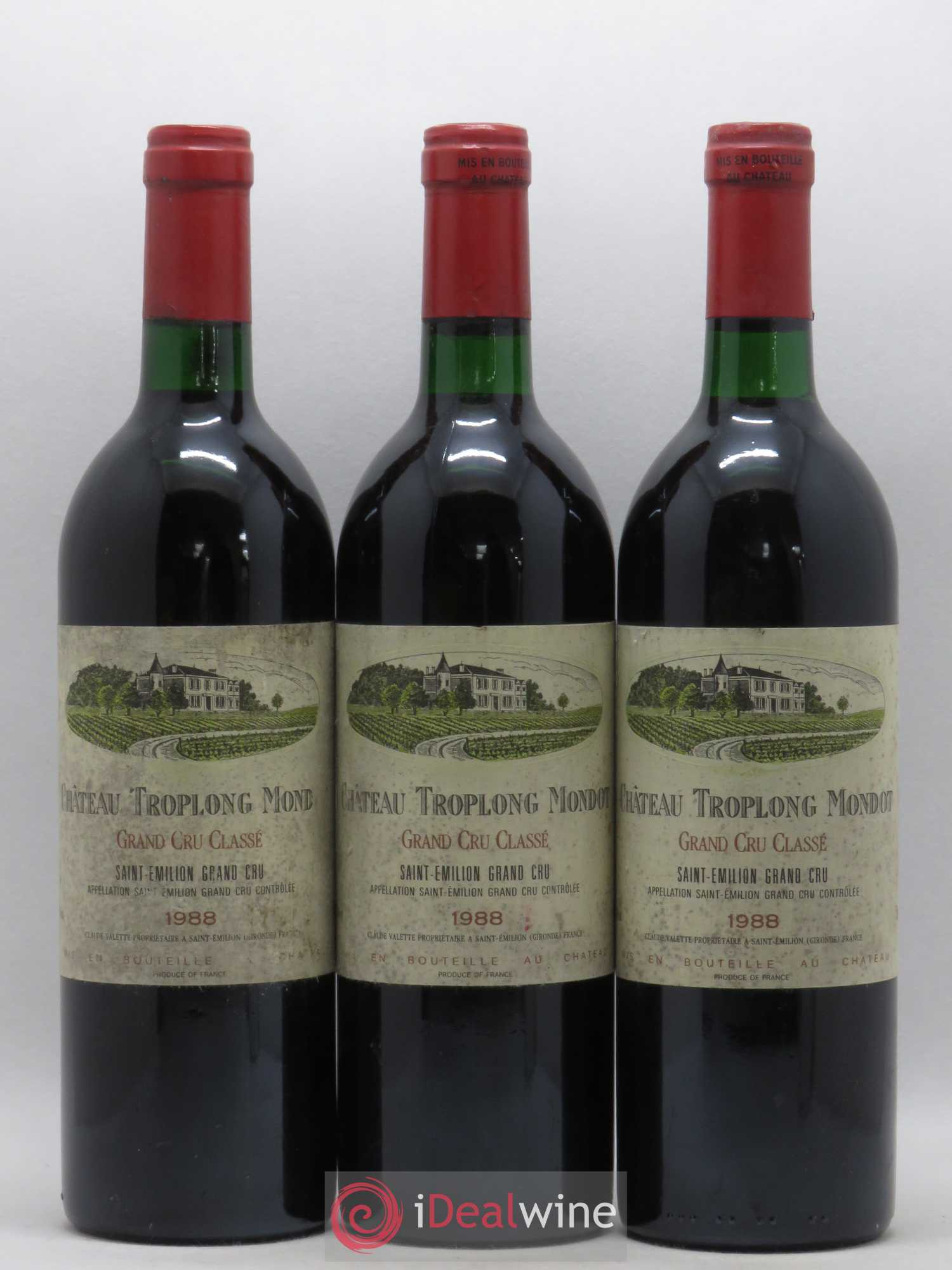 Château Troplong Mondot 1er Grand Cru Classé B 1988 - Lotto di 3 bottiglie - 0