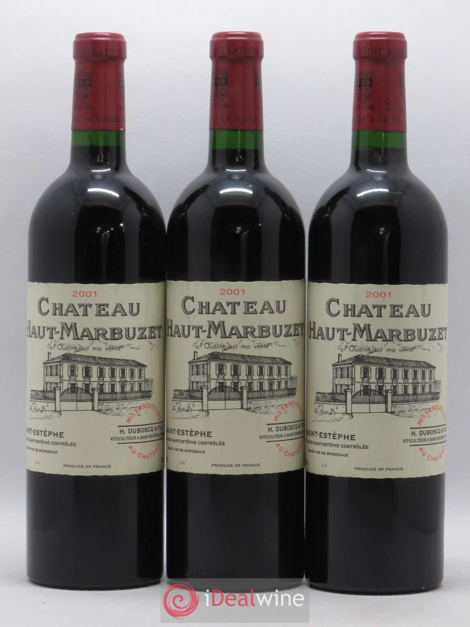 Château Haut Marbuzet 2001 - Lot de 3 bouteilles - 0