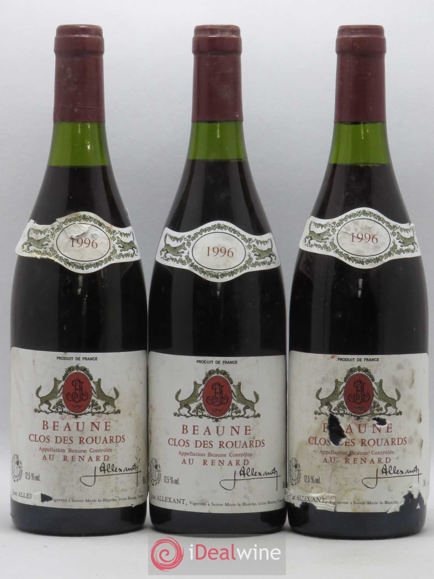 Beaune Clos des Rouards Au Renard Jean Allexant 1996 - Posten von 3 Flaschen - 0